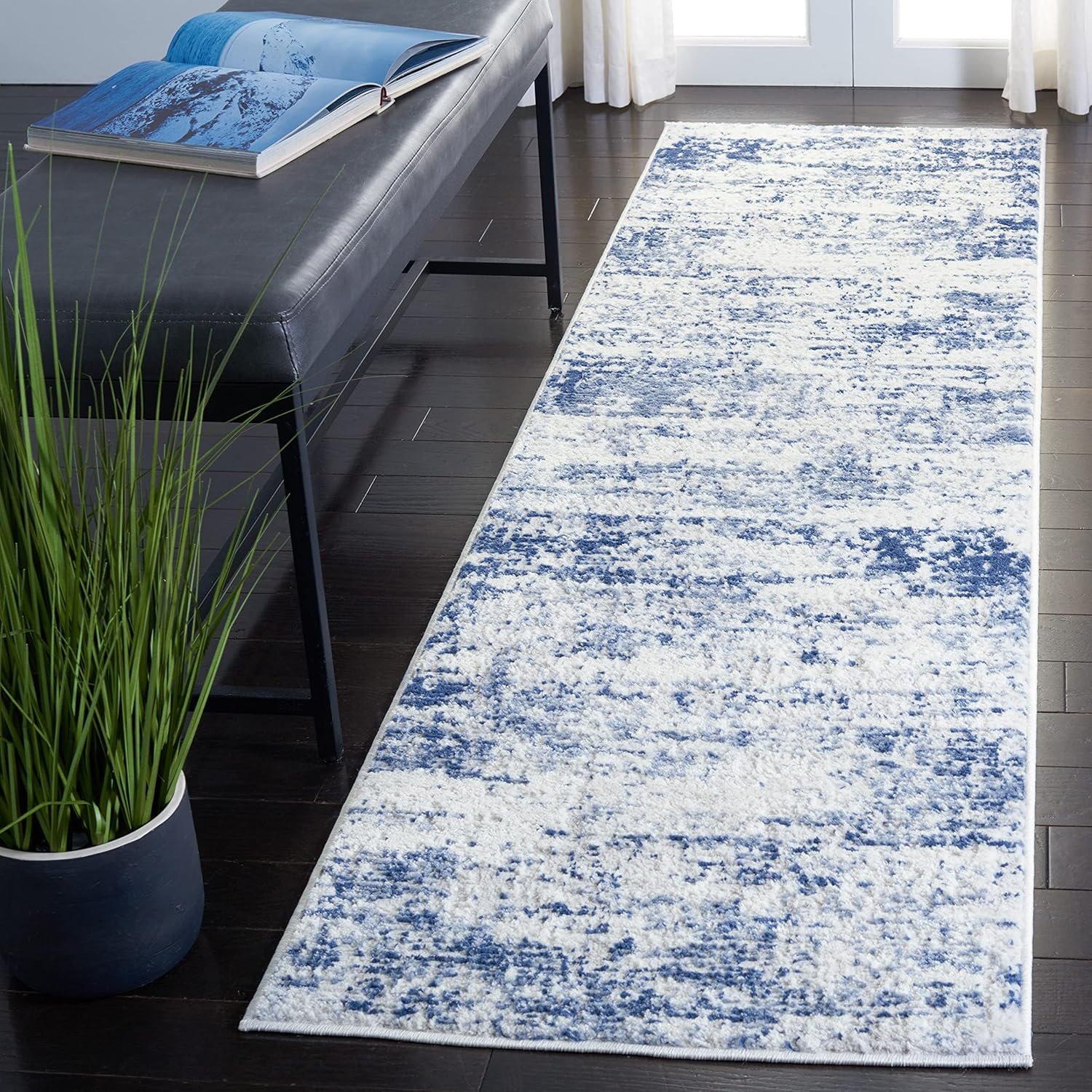 image:imageSAFAVIEH Amelia Collection Area Rug 8 x 10 Ivory amp Blue Modern Abstract Design NonShedding amp Easy Care Ideal for High Traffic Areas in Living Room Bedroom ALA700AIvoryNavy