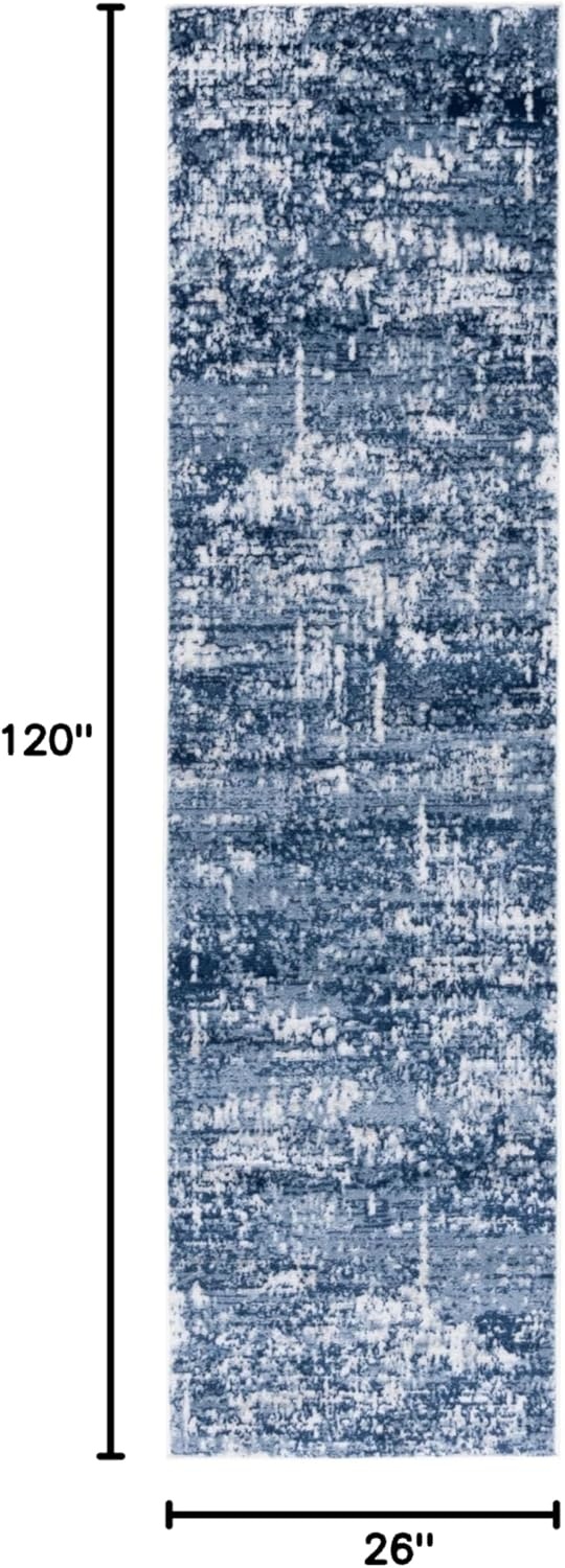 image:imageSAFAVIEH Amelia Collection Area Rug 8 x 10 Ivory amp Blue Modern Abstract Design NonShedding amp Easy Care Ideal for High Traffic Areas in Living Room Bedroom ALA700AIvoryDark Blue