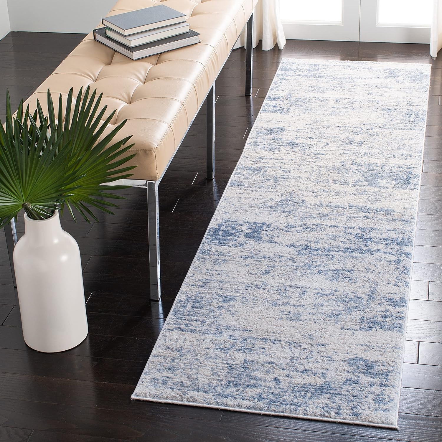 image:imageSAFAVIEH Amelia Collection Area Rug 8 x 10 Ivory amp Blue Modern Abstract Design NonShedding amp Easy Care Ideal for High Traffic Areas in Living Room Bedroom ALA700AIvoryBlue