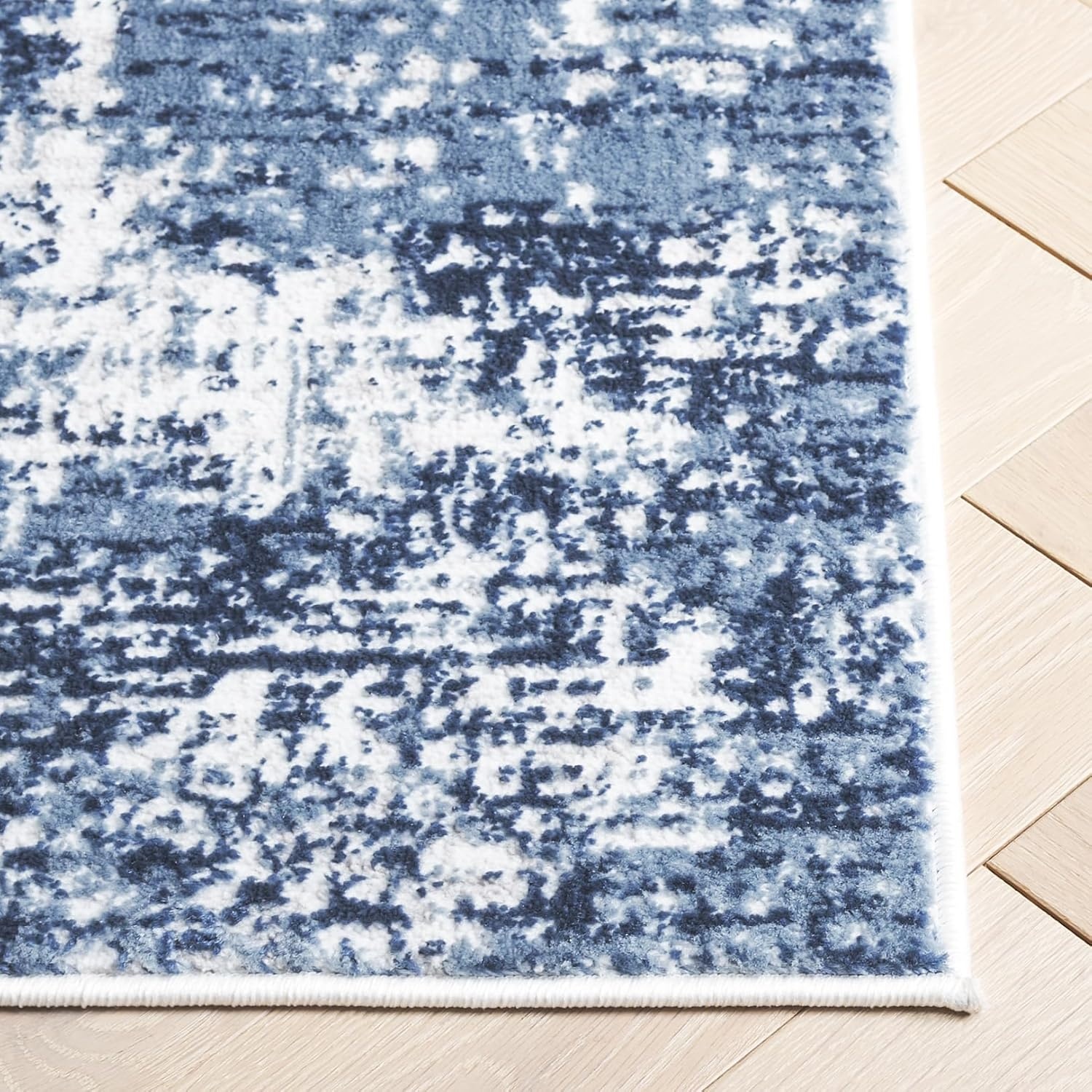 image:imageSAFAVIEH Amelia Collection Area Rug 8 x 10 Ivory amp Blue Modern Abstract Design NonShedding amp Easy Care Ideal for High Traffic Areas in Living Room Bedroom ALA700AIvoryDark Blue