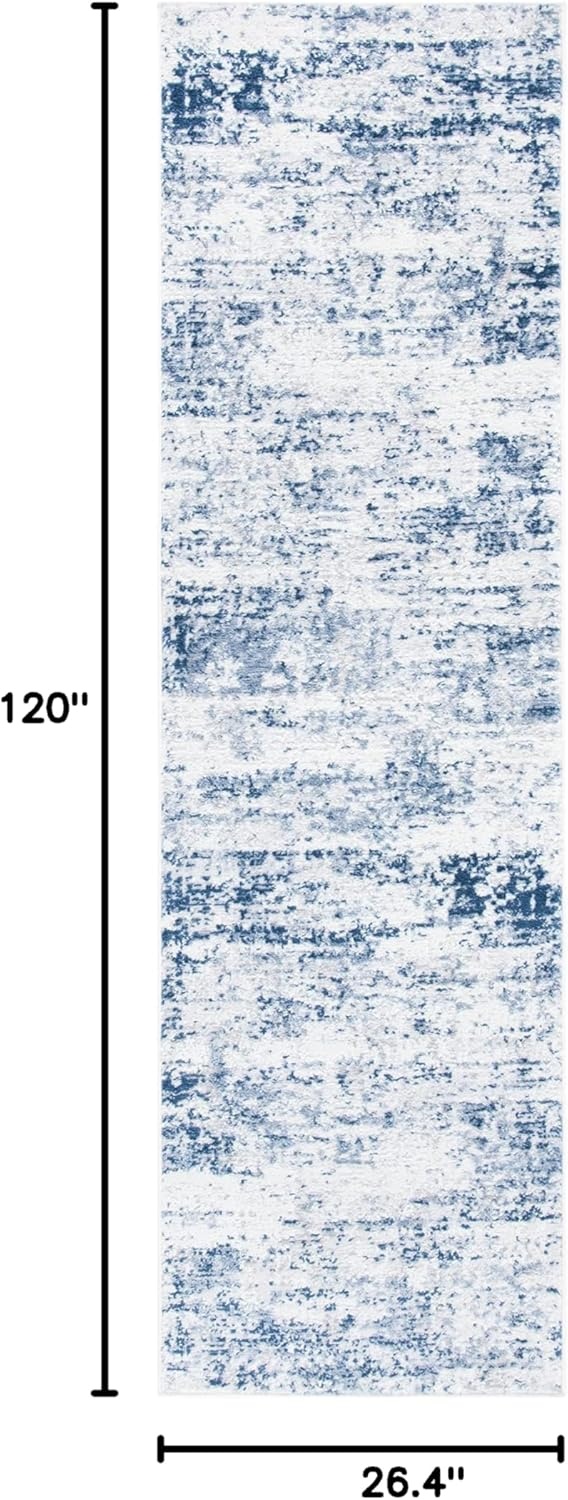 image:imageSAFAVIEH Amelia Collection Area Rug 8 x 10 Ivory amp Blue Modern Abstract Design NonShedding amp Easy Care Ideal for High Traffic Areas in Living Room Bedroom ALA700AIvoryNavy
