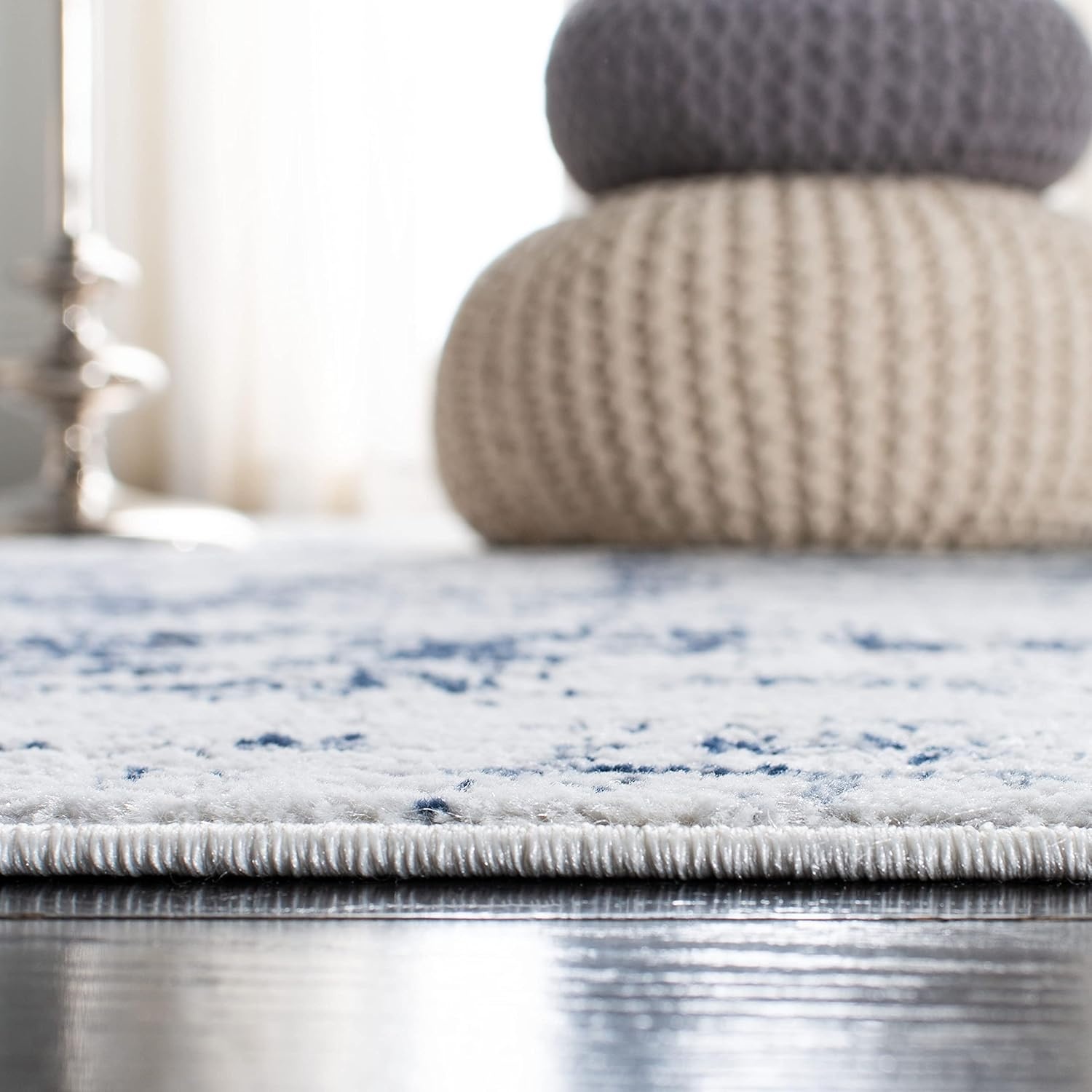 image:imageSAFAVIEH Amelia Collection Area Rug 8 x 10 Ivory amp Blue Modern Abstract Design NonShedding amp Easy Care Ideal for High Traffic Areas in Living Room Bedroom ALA700AIvoryNavy