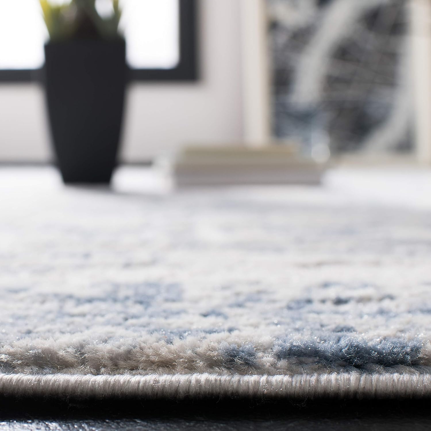 image:imageSAFAVIEH Amelia Collection Area Rug 8 x 10 Ivory amp Blue Modern Abstract Design NonShedding amp Easy Care Ideal for High Traffic Areas in Living Room Bedroom ALA700AIvoryBlue