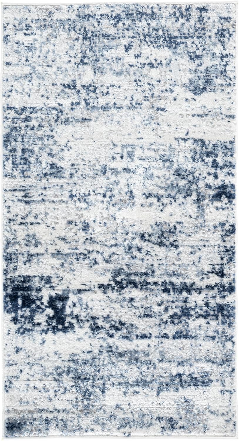image:imageSAFAVIEH Amelia Collection Area Rug 8 x 10 Ivory amp Blue Modern Abstract Design NonShedding amp Easy Care Ideal for High Traffic Areas in Living Room Bedroom ALA700AIvoryNavy