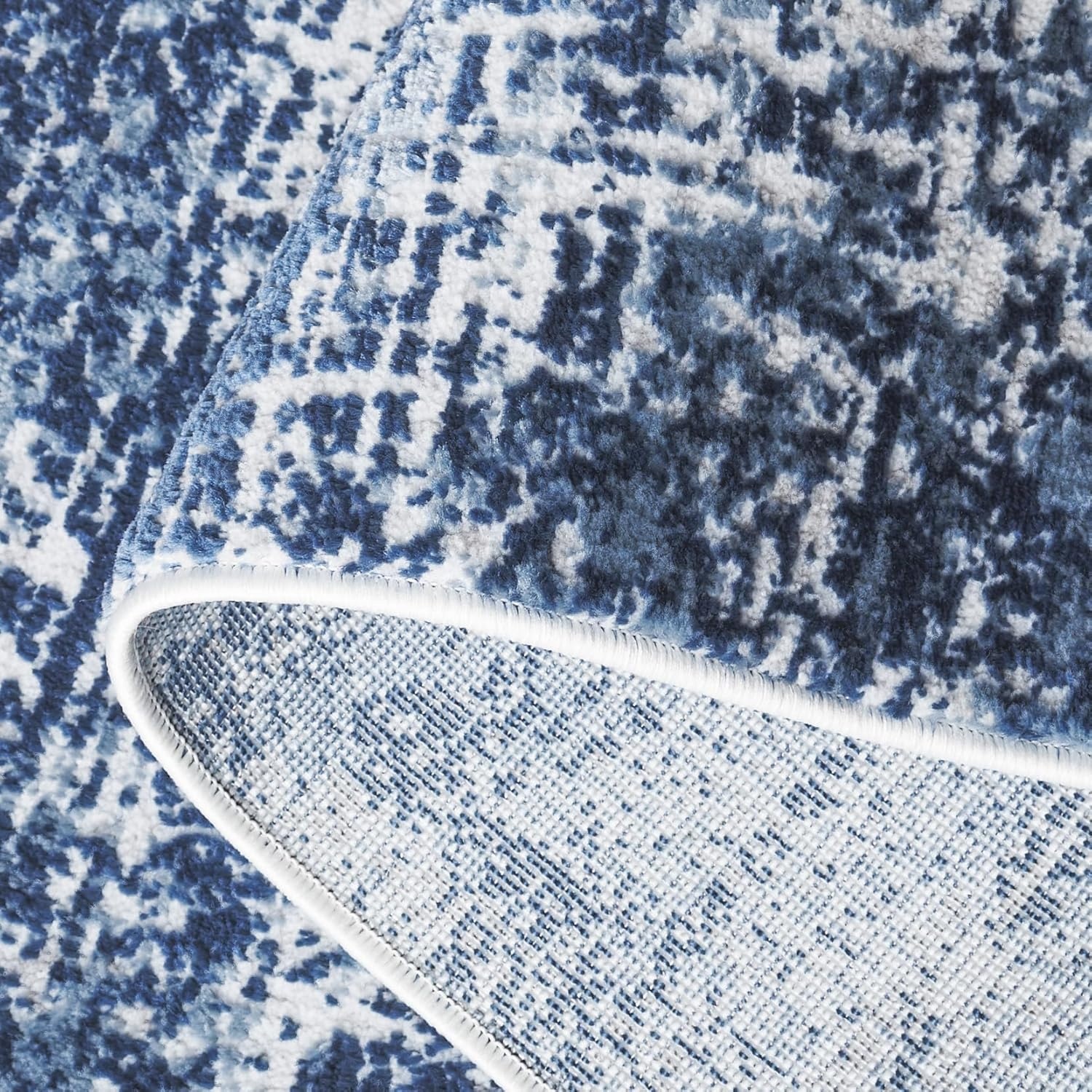 image:imageSAFAVIEH Amelia Collection Area Rug 8 x 10 Ivory amp Blue Modern Abstract Design NonShedding amp Easy Care Ideal for High Traffic Areas in Living Room Bedroom ALA700AIvoryDark Blue