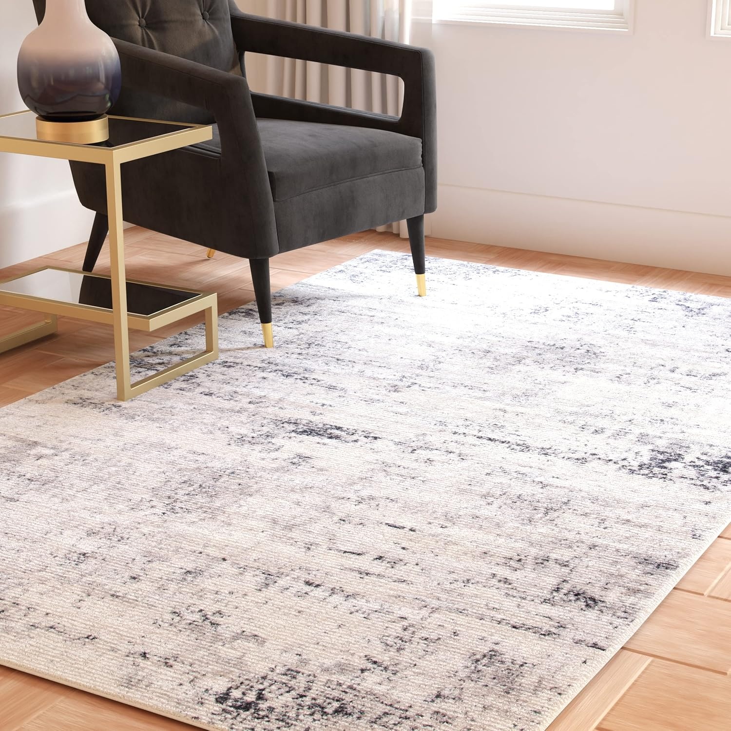 image:imageSAFAVIEH Amelia Collection Area Rug 8 x 10 Ivory amp Blue Modern Abstract Design NonShedding amp Easy Care Ideal for High Traffic Areas in Living Room Bedroom ALA700AIvoryGrey