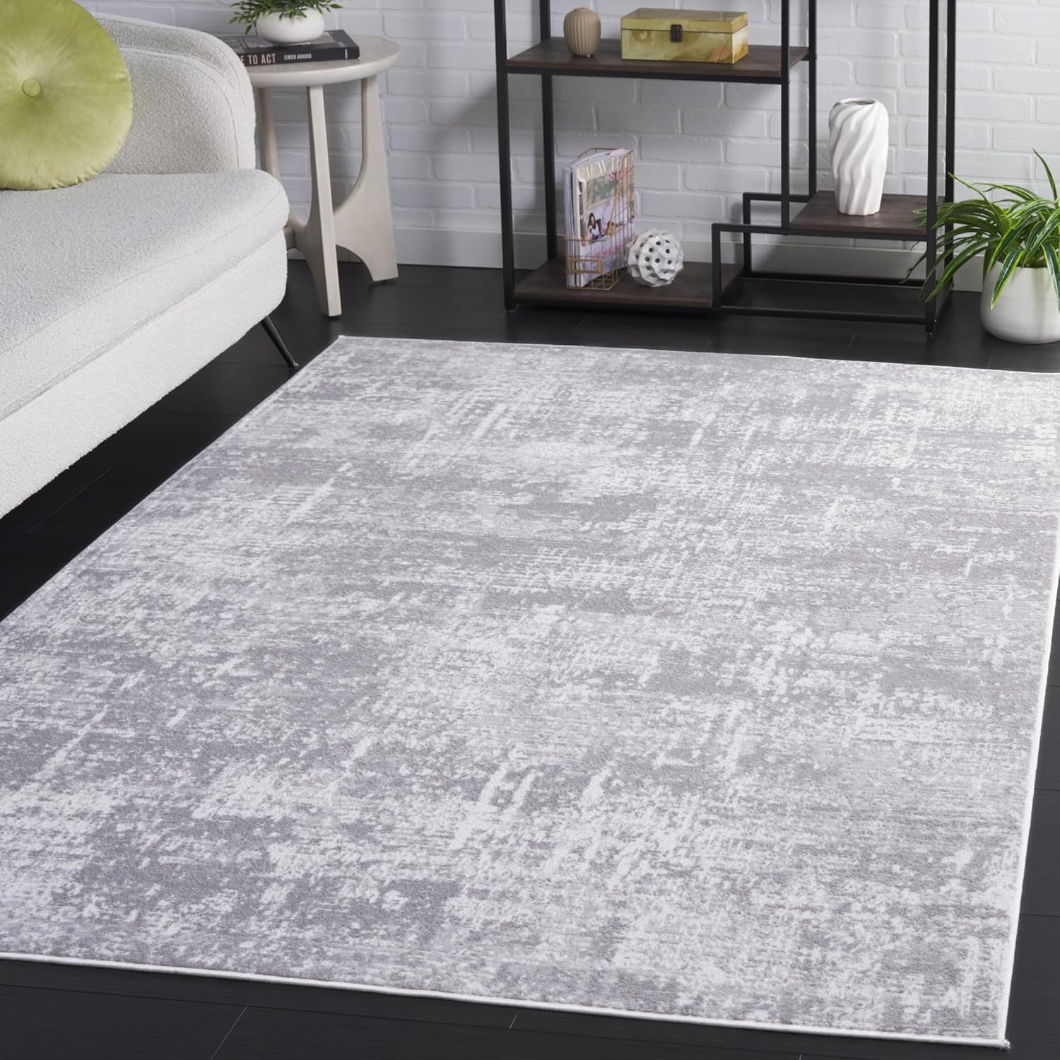 image:imageSAFAVIEH Amelia Collection Area Rug 8 x 10 Ivory amp Blue Modern Abstract Design NonShedding amp Easy Care Ideal for High Traffic Areas in Living Room Bedroom ALA700AIvoryStone Grey