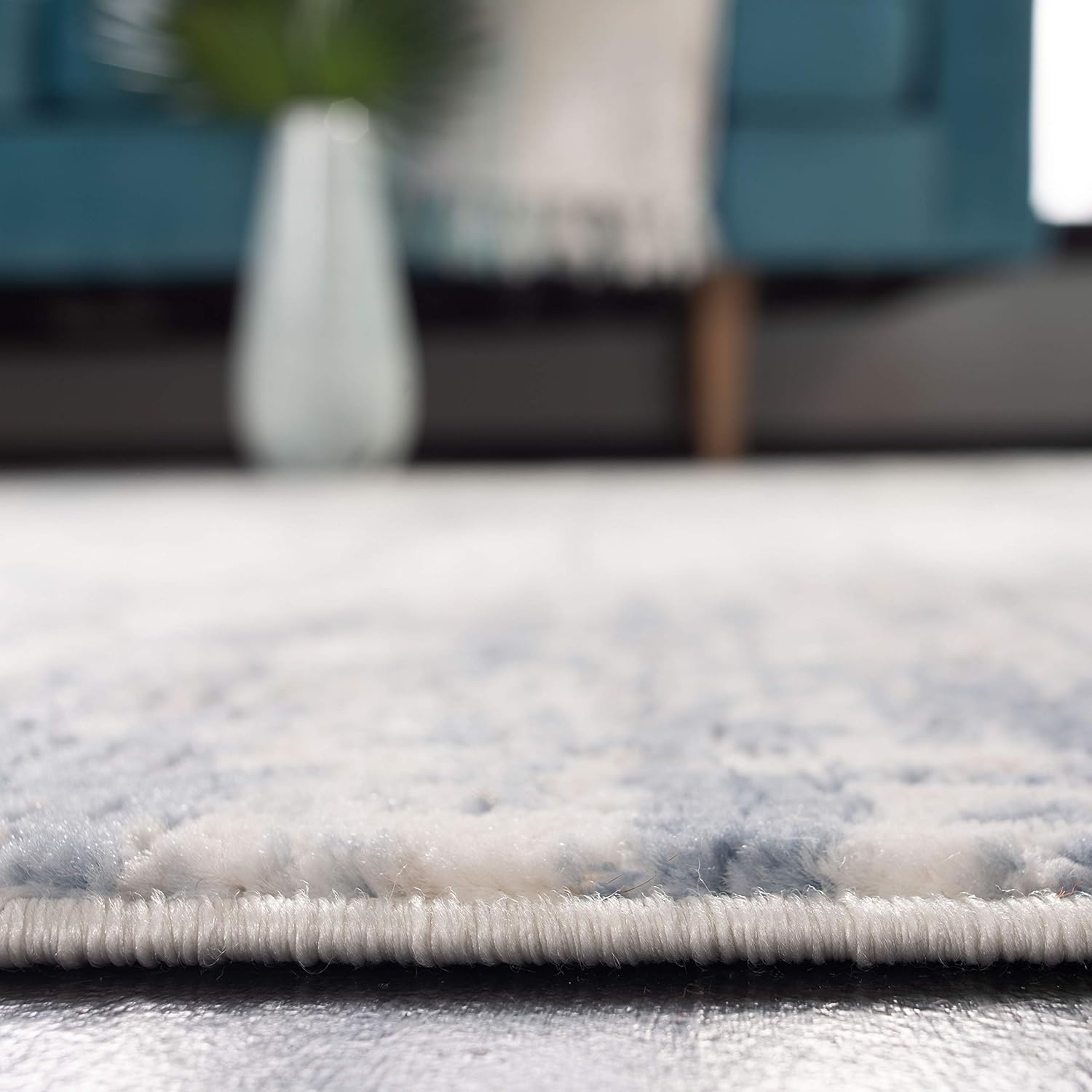 image:imageSAFAVIEH Amelia Collection Area Rug 8 x 10 Ivory amp Blue Modern Abstract Design NonShedding amp Easy Care Ideal for High Traffic Areas in Living Room Bedroom ALA700AIvoryBlue