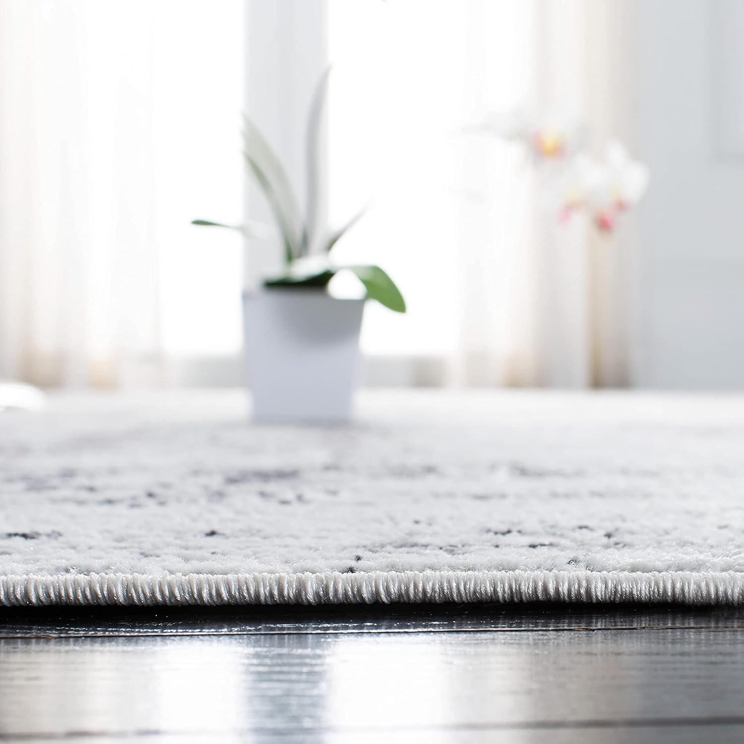 image:imageSAFAVIEH Amelia Collection Area Rug 8 x 10 Ivory amp Blue Modern Abstract Design NonShedding amp Easy Care Ideal for High Traffic Areas in Living Room Bedroom ALA700AIvoryGrey