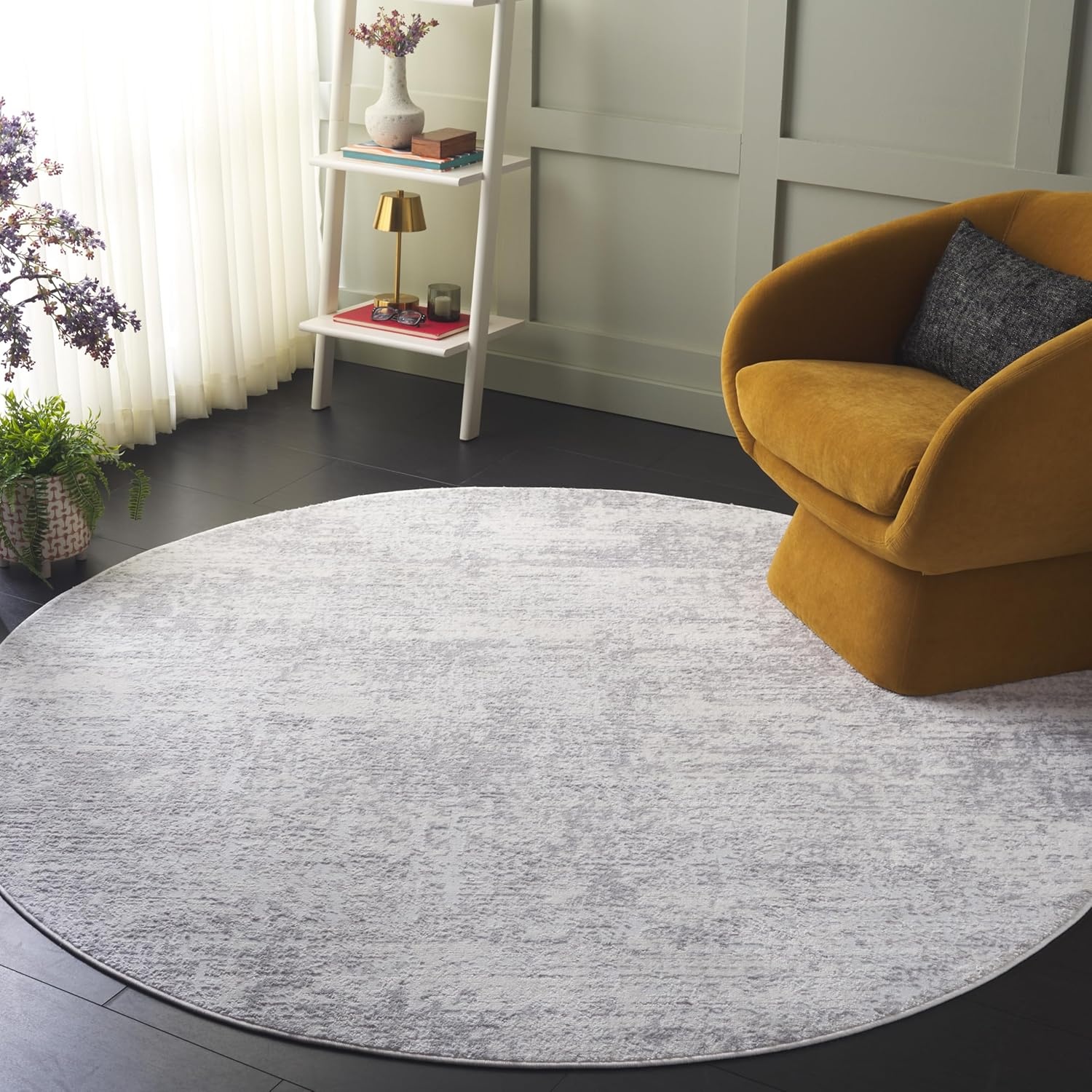 image:imageSAFAVIEH Amelia Collection Area Rug 8 x 10 Ivory amp Blue Modern Abstract Design NonShedding amp Easy Care Ideal for High Traffic Areas in Living Room Bedroom ALA700AIvoryLight Grey