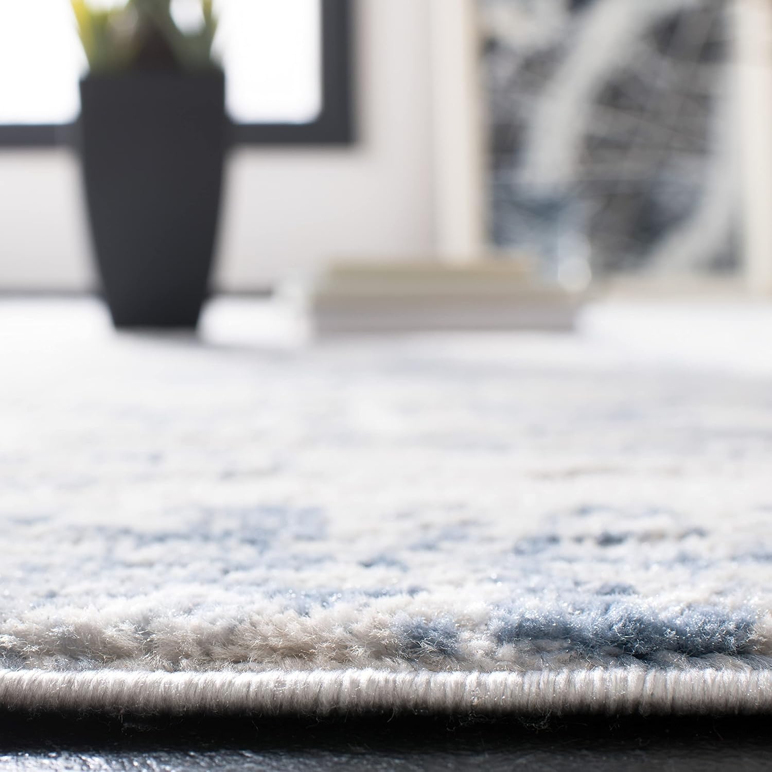 image:imageSAFAVIEH Amelia Collection Area Rug 8 x 10 Ivory amp Blue Modern Abstract Design NonShedding amp Easy Care Ideal for High Traffic Areas in Living Room Bedroom ALA700AIvoryBlue