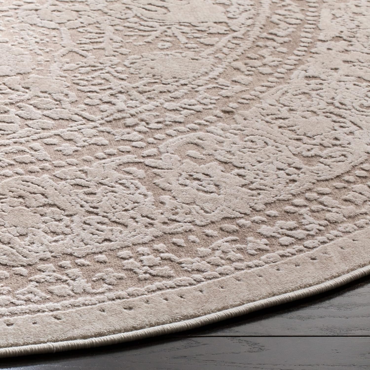 image:imageSAFAVIEH Area Rug 10 Square Reflection Collection Large Beige amp Cream NonShedding amp Easy Cleaning Ideal for Living Room Bedroom RFT663ABeigeCream