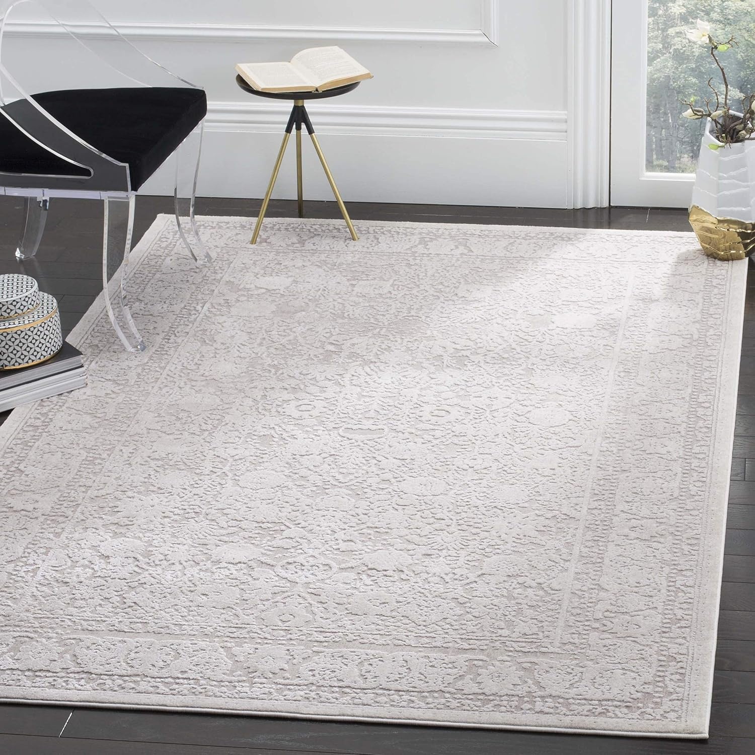 image:imageSAFAVIEH Area Rug 10 Square Reflection Collection Large Beige amp Cream NonShedding amp Easy Cleaning Ideal for Living Room Bedroom RFT663ABeigeCream