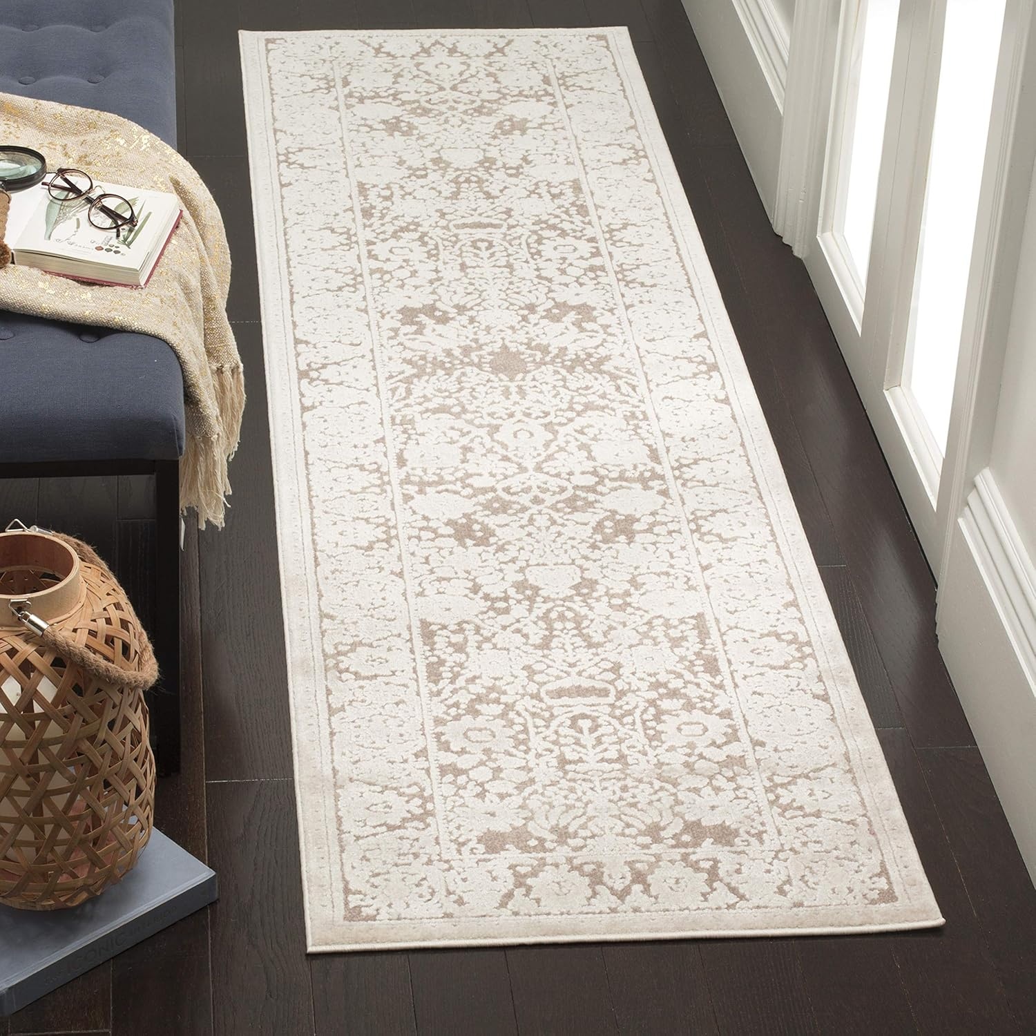 image:imageSAFAVIEH Area Rug 10 Square Reflection Collection Large Beige amp Cream NonShedding amp Easy Cleaning Ideal for Living Room Bedroom RFT663ABeigeCream