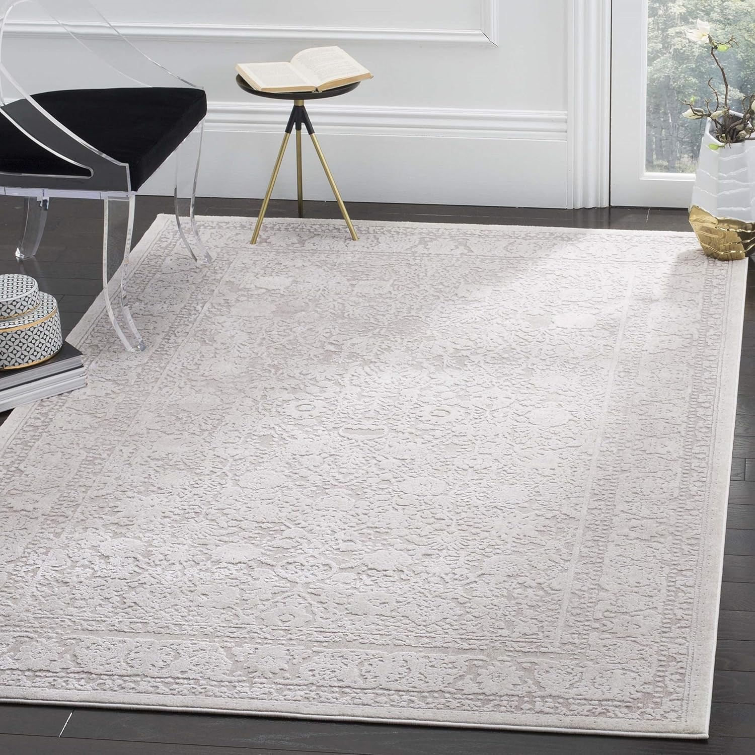 image:imageSAFAVIEH Area Rug 10 Square Reflection Collection Large Beige amp Cream NonShedding amp Easy Cleaning Ideal for Living Room Bedroom RFT663ABeigeCream