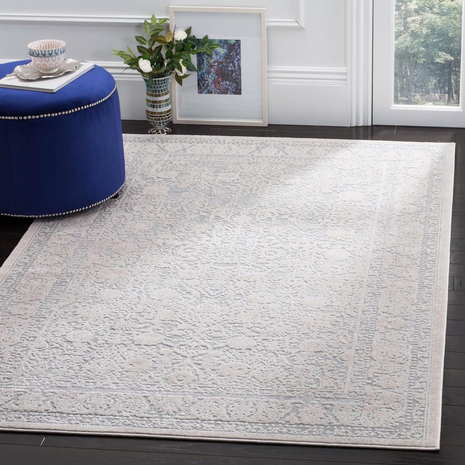 image:imageSAFAVIEH Area Rug 10 Square Reflection Collection Large Beige amp Cream NonShedding amp Easy Cleaning Ideal for Living Room Bedroom RFT663ALight GreyCream