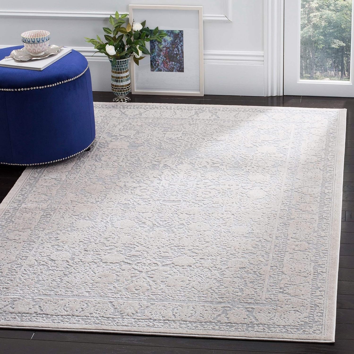 image:imageSAFAVIEH Area Rug 10 Square Reflection Collection Large Beige amp Cream NonShedding amp Easy Cleaning Ideal for Living Room Bedroom RFT663ALight GreyCream