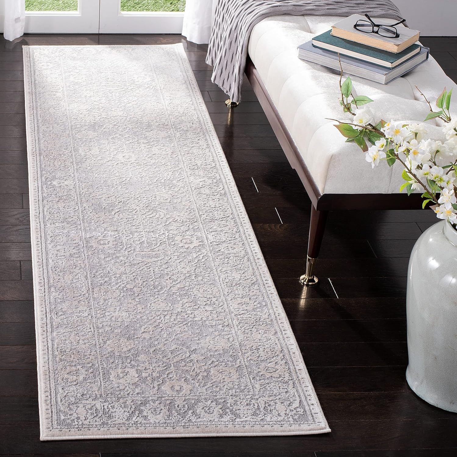 image:imageSAFAVIEH Area Rug 10 Square Reflection Collection Large Beige amp Cream NonShedding amp Easy Cleaning Ideal for Living Room Bedroom RFT663ALight GreyCream