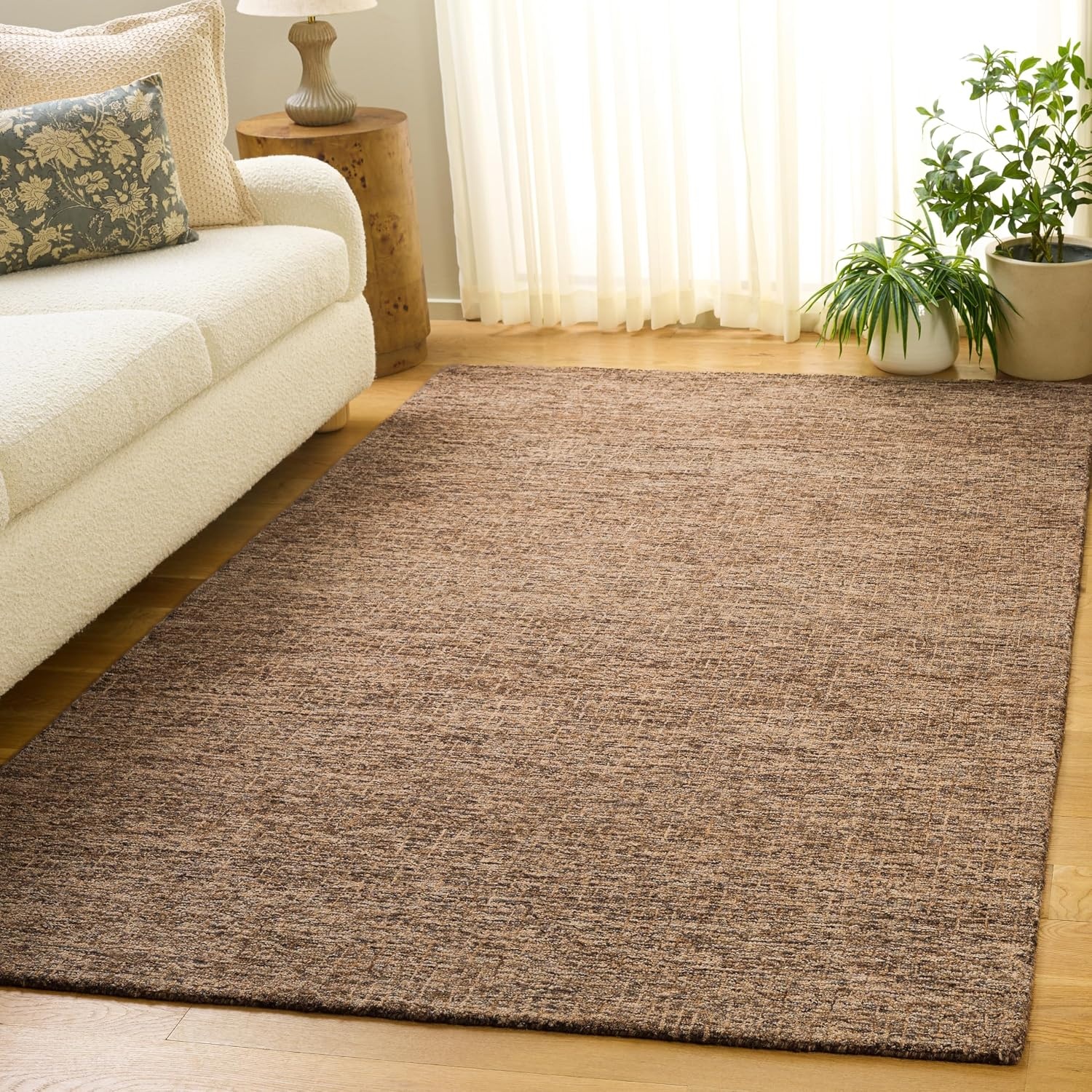 image:imageSAFAVIEH Area Rug 8x10 Abstract Collection Large Light Grey amp Ivory Handmade Wool Ideal for Living Room Bedroom Office Dining Space ABT468FAntiqueBrown
