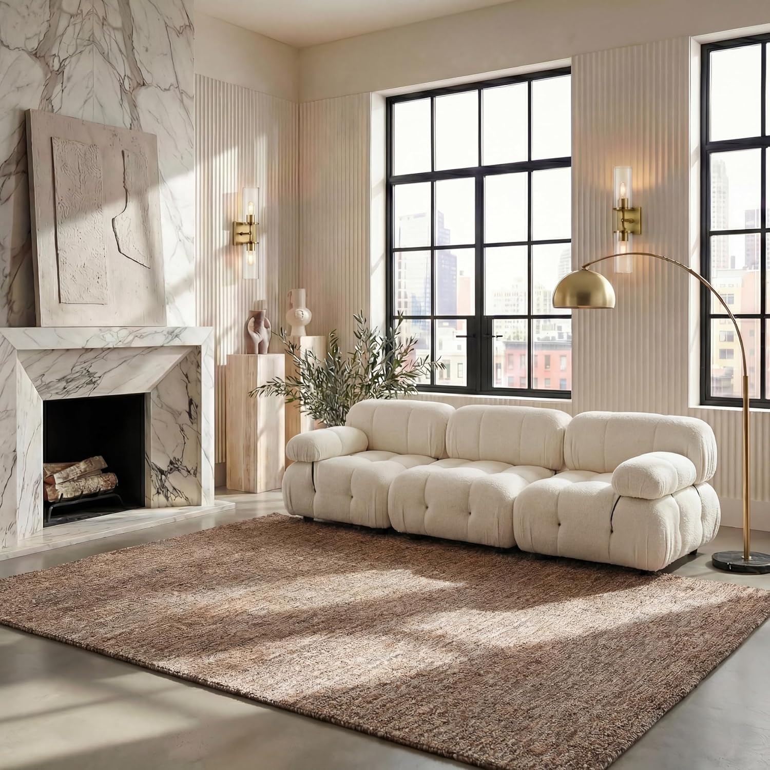 image:imageSAFAVIEH Area Rug 8x10 Abstract Collection Large Light Grey amp Ivory Handmade Wool Ideal for Living Room Bedroom Office Dining Space ABT468FAntiqueBrown