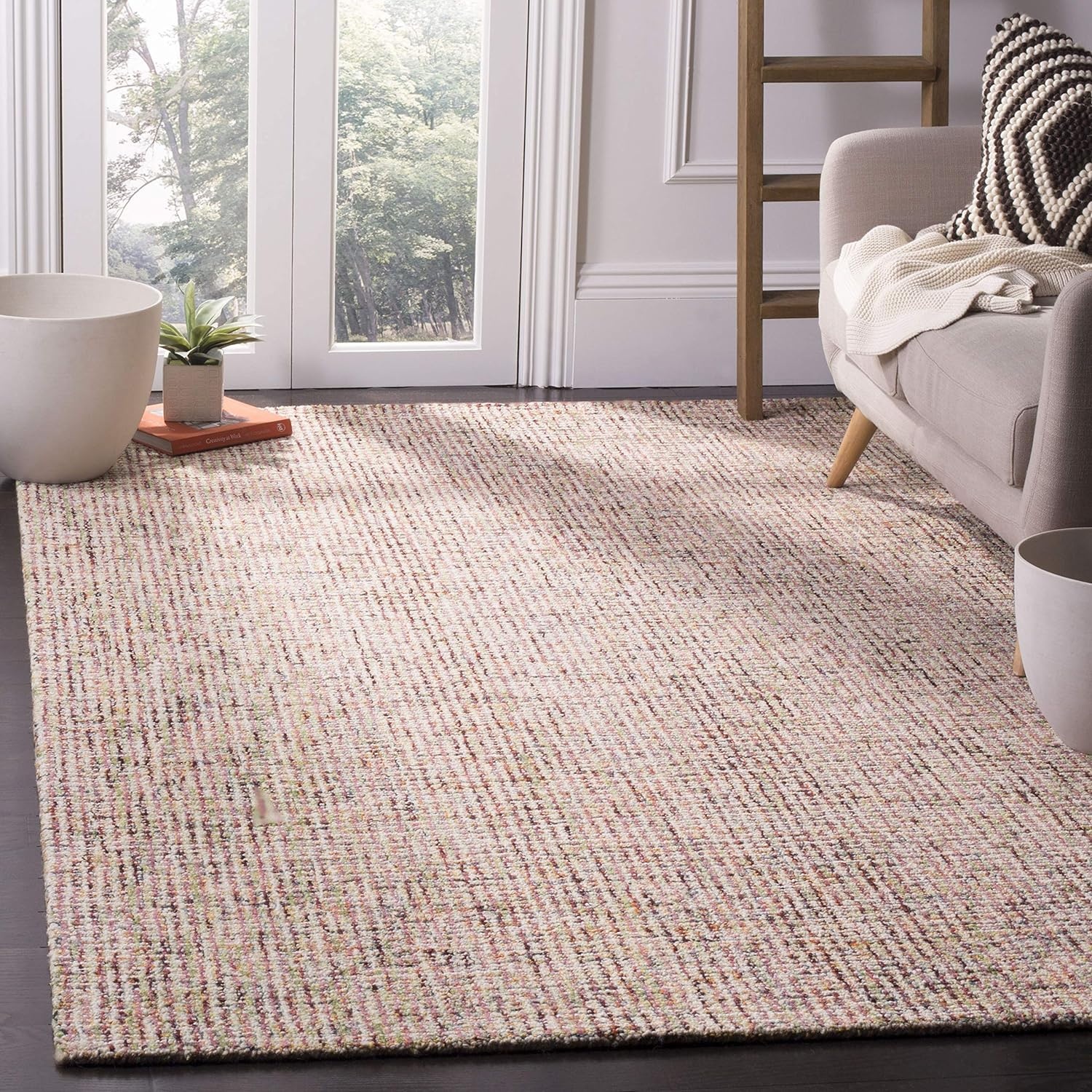 image:imageSAFAVIEH Area Rug 8x10 Abstract Collection Large Light Grey amp Ivory Handmade Wool Ideal for Living Room Bedroom Office Dining Space ABT468FBeigeRust
