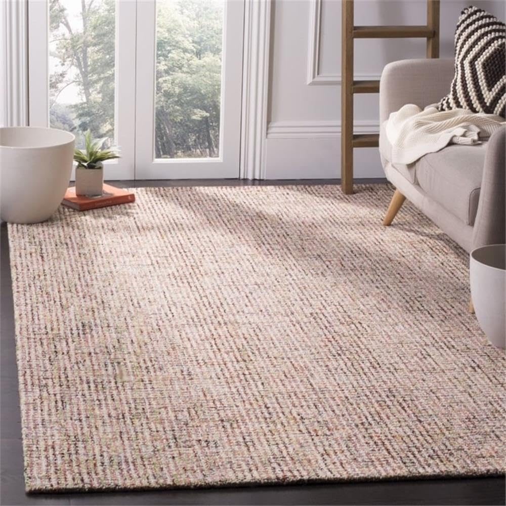 image:imageSAFAVIEH Area Rug 8x10 Abstract Collection Large Light Grey amp Ivory Handmade Wool Ideal for Living Room Bedroom Office Dining Space ABT468FBeigeRust