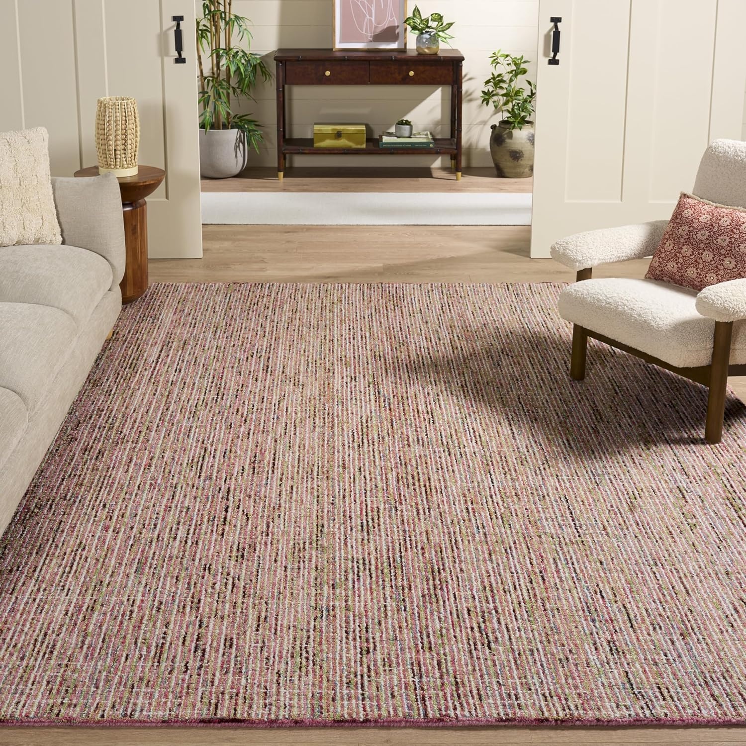 image:imageSAFAVIEH Area Rug 8x10 Abstract Collection Large Light Grey amp Ivory Handmade Wool Ideal for Living Room Bedroom Office Dining Space ABT468FBeigeRust