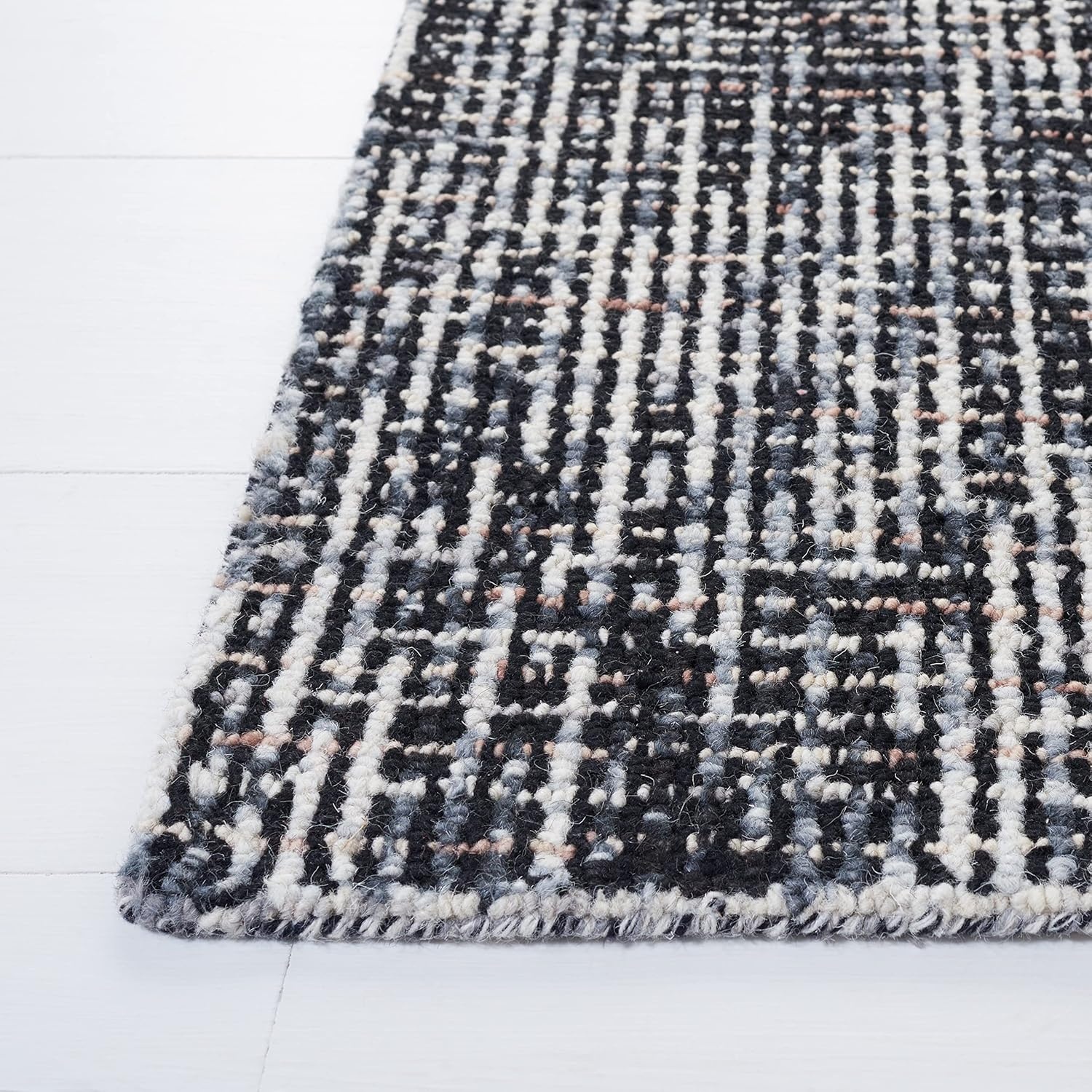 image:imageSAFAVIEH Area Rug 8x10 Abstract Collection Large Light Grey amp Ivory Handmade Wool Ideal for Living Room Bedroom Office Dining Space ABT468FBlackGrey