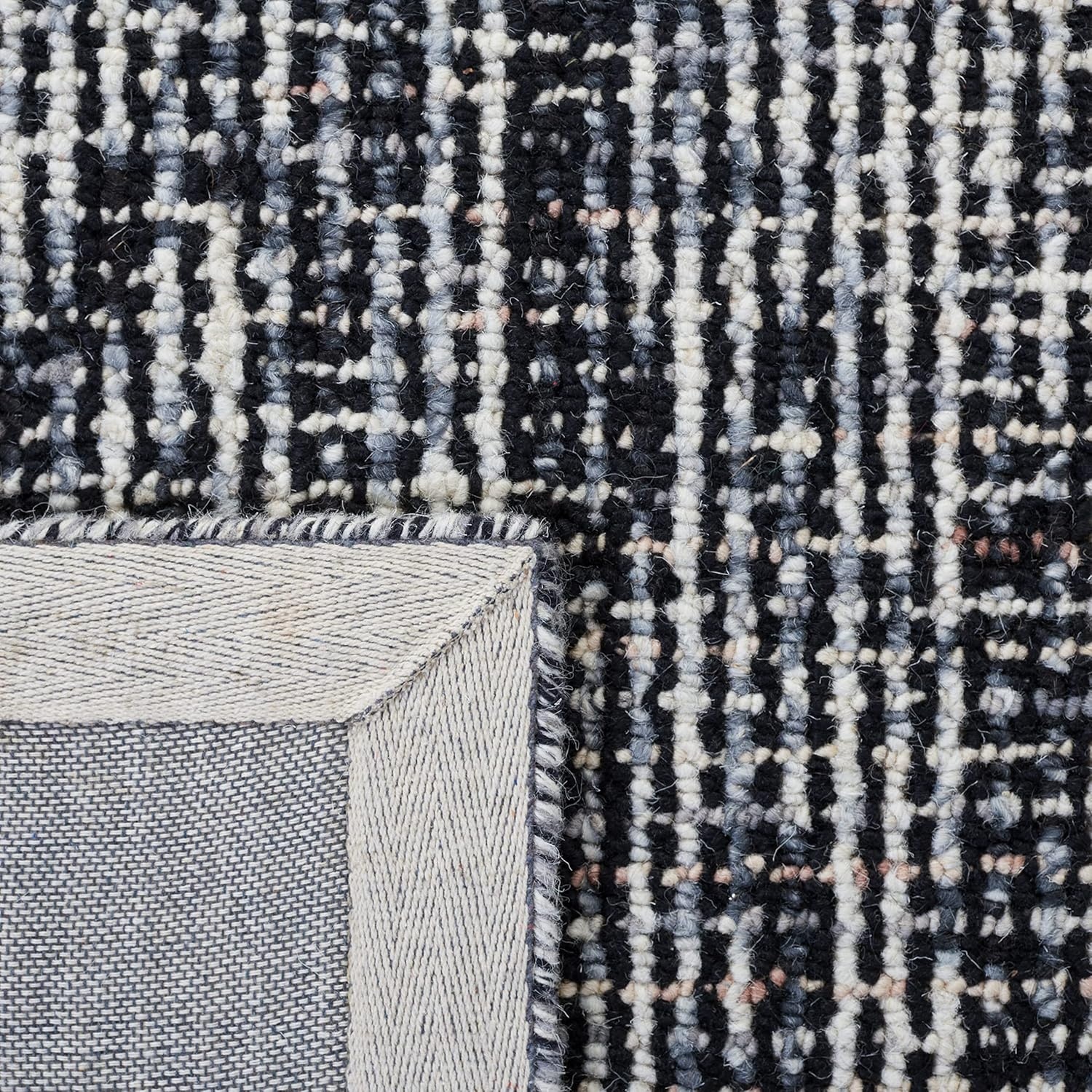 image:imageSAFAVIEH Area Rug 8x10 Abstract Collection Large Light Grey amp Ivory Handmade Wool Ideal for Living Room Bedroom Office Dining Space ABT468FBlackGrey