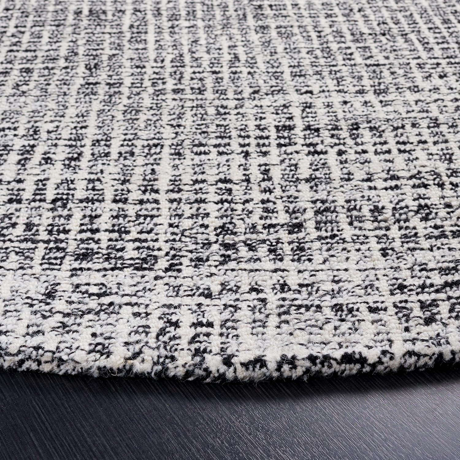 image:imageSAFAVIEH Area Rug 8x10 Abstract Collection Large Light Grey amp Ivory Handmade Wool Ideal for Living Room Bedroom Office Dining Space ABT468FBlackIvory