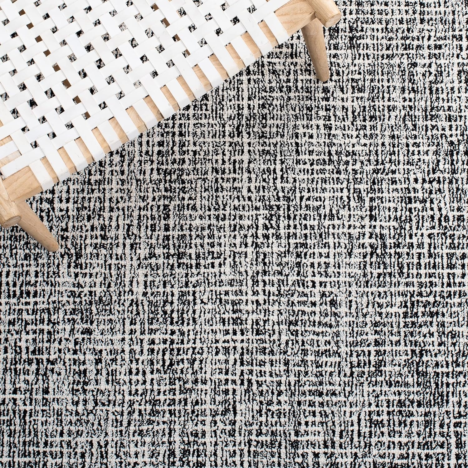 image:imageSAFAVIEH Area Rug 8x10 Abstract Collection Large Light Grey amp Ivory Handmade Wool Ideal for Living Room Bedroom Office Dining Space ABT468FBlackIvory
