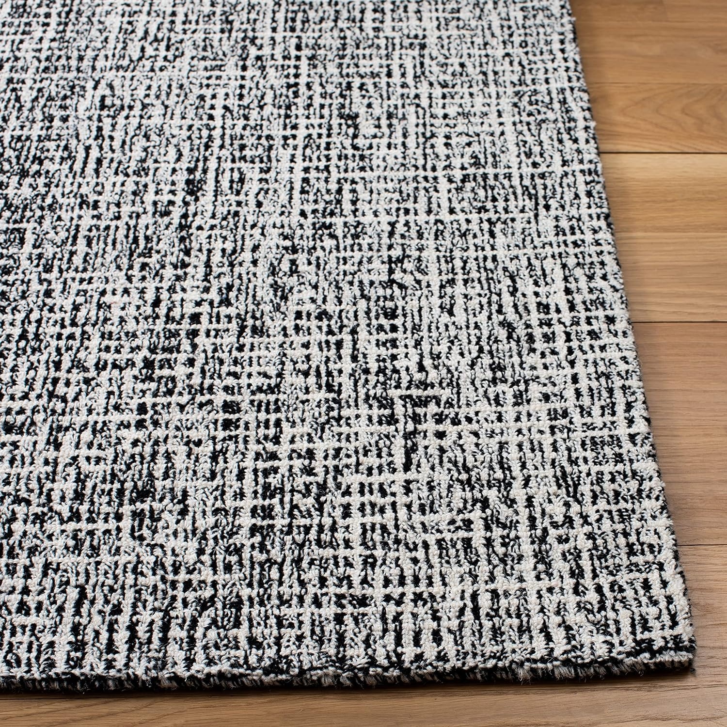 image:imageSAFAVIEH Area Rug 8x10 Abstract Collection Large Light Grey amp Ivory Handmade Wool Ideal for Living Room Bedroom Office Dining Space ABT468FBlackIvory
