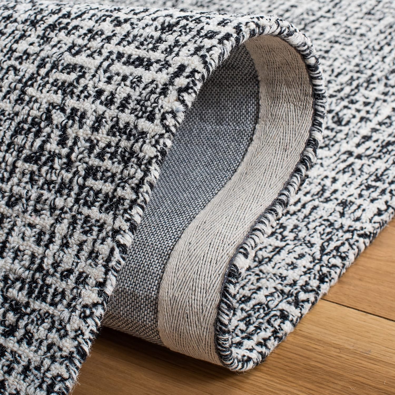image:imageSAFAVIEH Area Rug 8x10 Abstract Collection Large Light Grey amp Ivory Handmade Wool Ideal for Living Room Bedroom Office Dining Space ABT468FBlackIvory