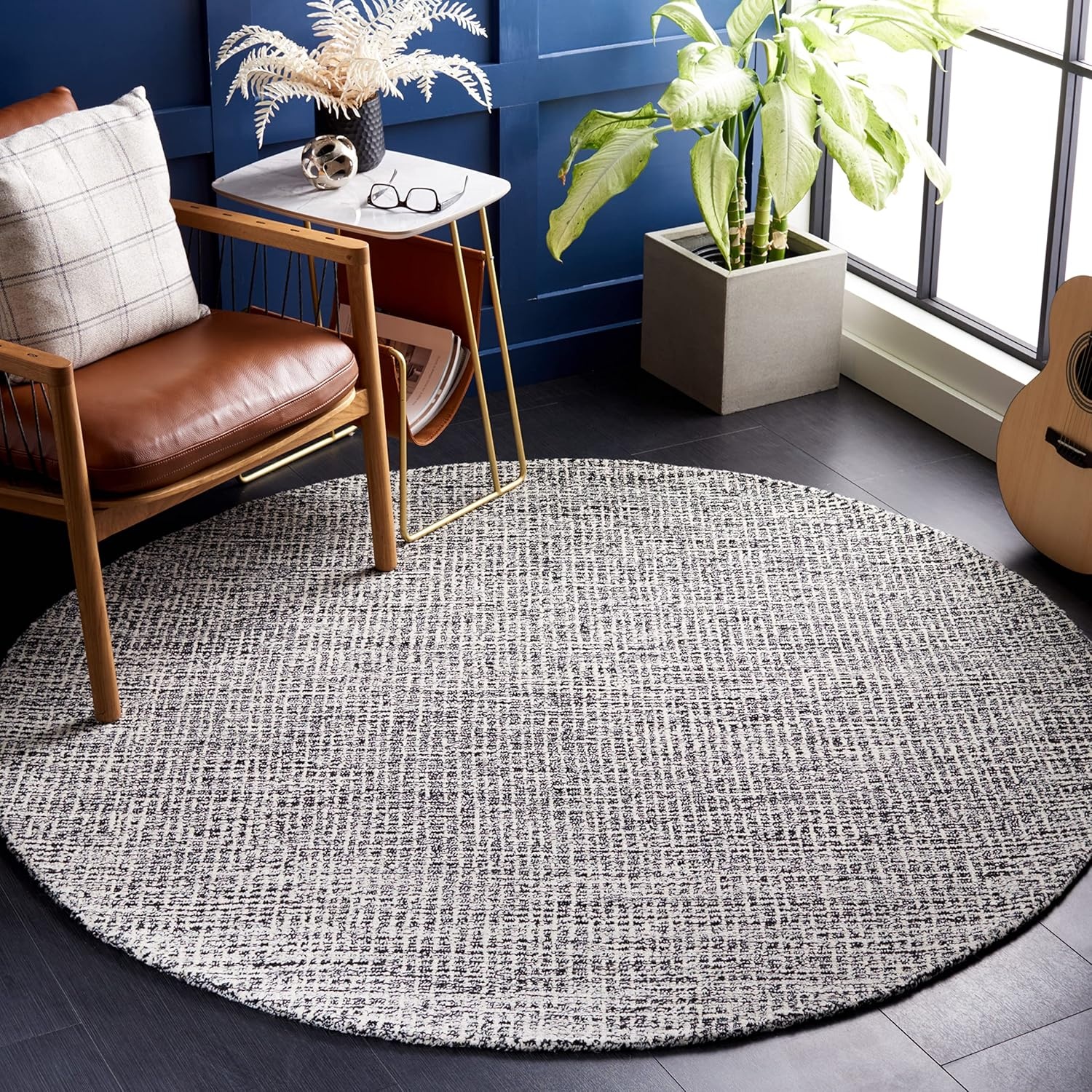 image:imageSAFAVIEH Area Rug 8x10 Abstract Collection Large Light Grey amp Ivory Handmade Wool Ideal for Living Room Bedroom Office Dining Space ABT468FBlackIvory