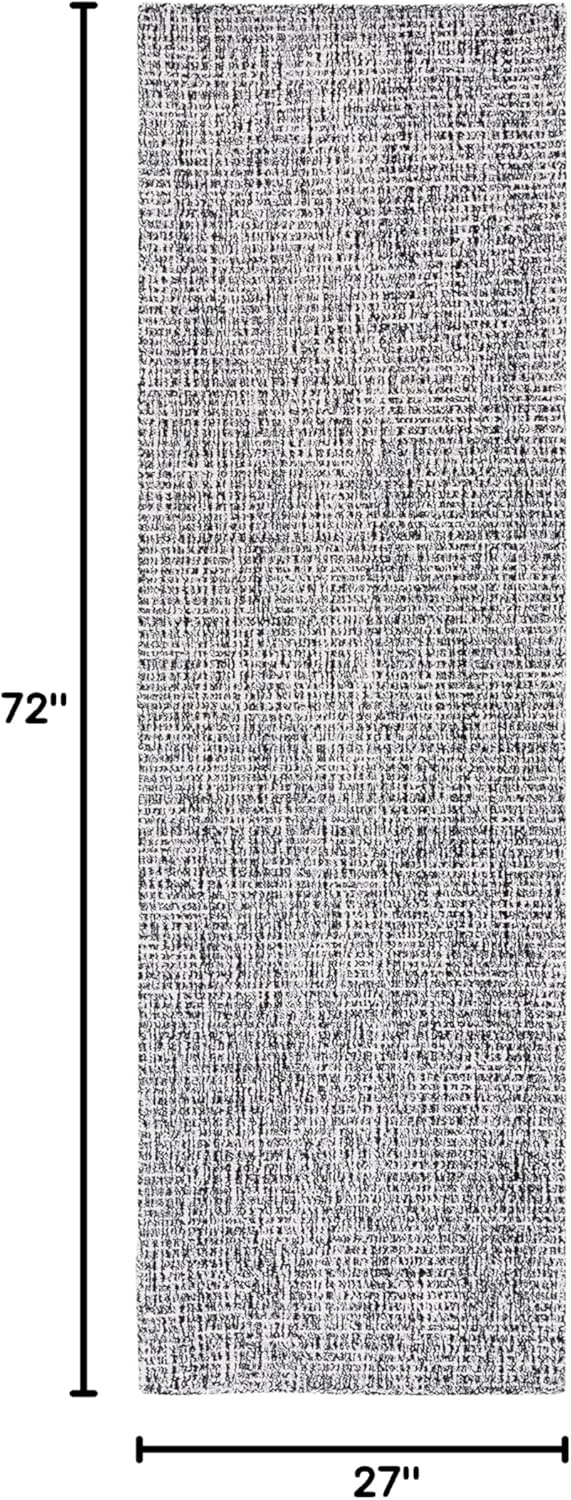 image:imageSAFAVIEH Area Rug 8x10 Abstract Collection Large Light Grey amp Ivory Handmade Wool Ideal for Living Room Bedroom Office Dining Space ABT468FBlackIvory
