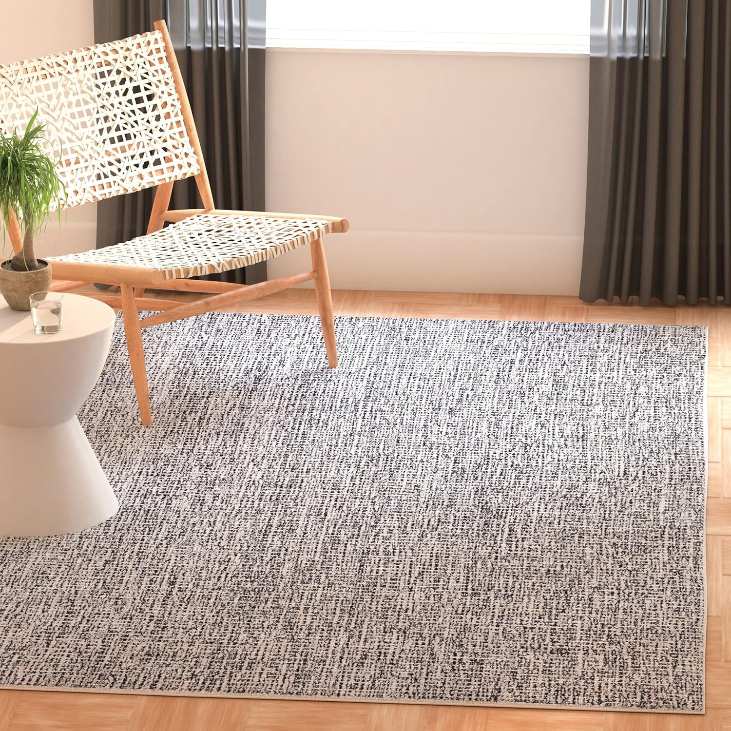 image:imageSAFAVIEH Area Rug 8x10 Abstract Collection Large Light Grey amp Ivory Handmade Wool Ideal for Living Room Bedroom Office Dining Space ABT468FBlackIvory