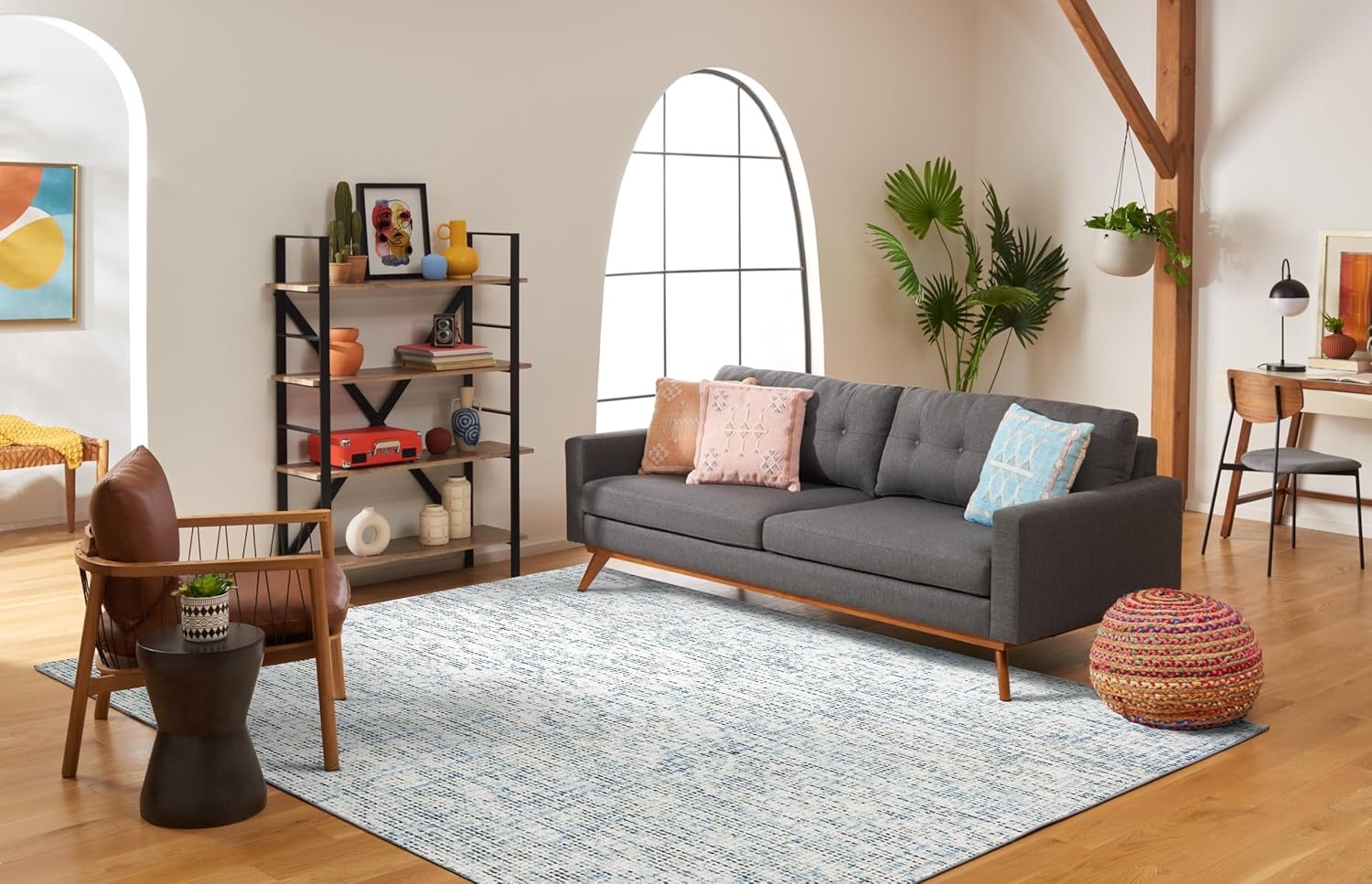 image:imageSAFAVIEH Area Rug 8x10 Abstract Collection Large Light Grey amp Ivory Handmade Wool Ideal for Living Room Bedroom Office Dining Space ABT468FBlueCharcoal