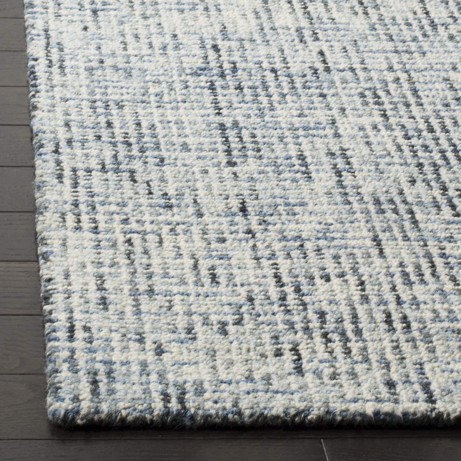 image:imageSAFAVIEH Area Rug 8x10 Abstract Collection Large Light Grey amp Ivory Handmade Wool Ideal for Living Room Bedroom Office Dining Space ABT468FBlueCharcoal