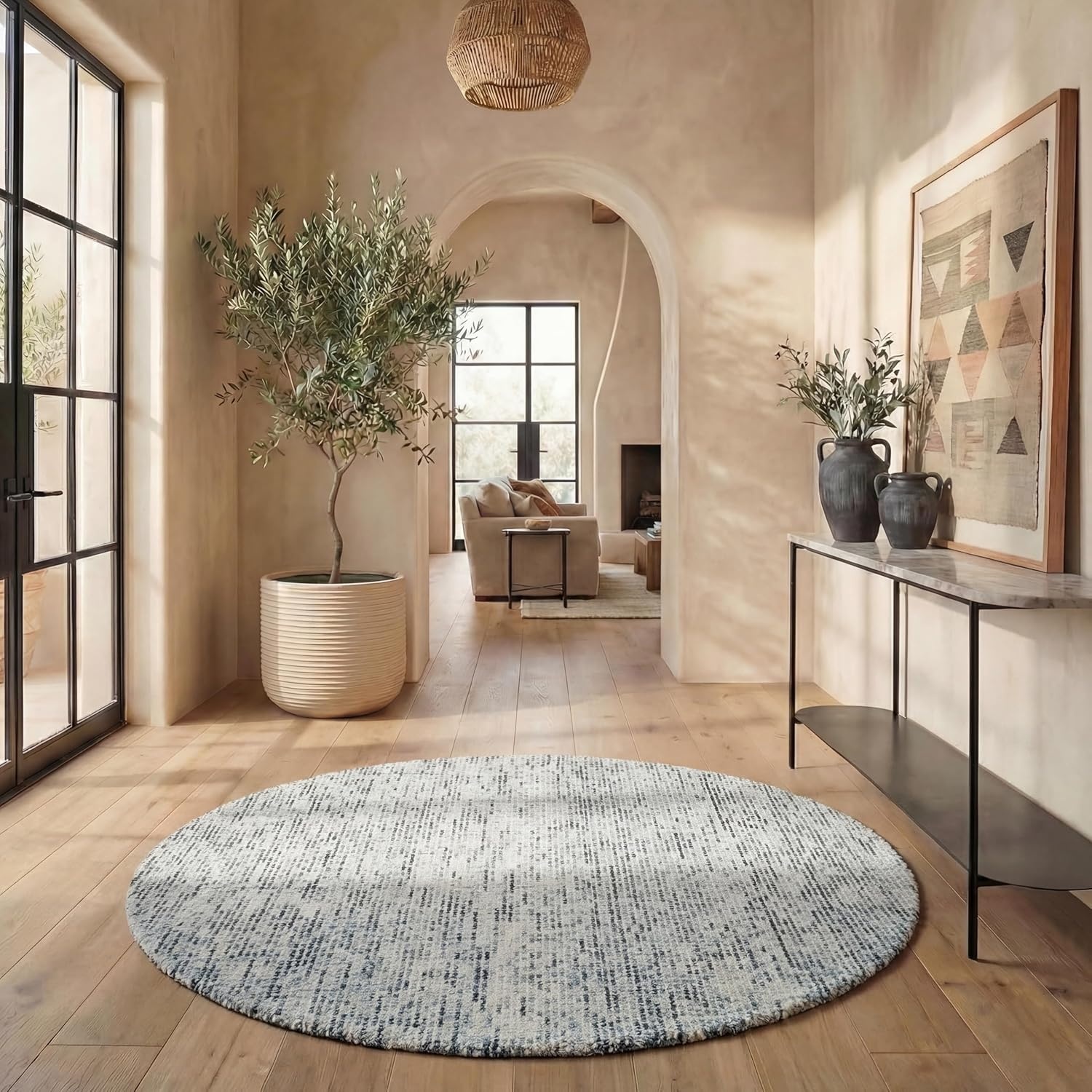image:imageSAFAVIEH Area Rug 8x10 Abstract Collection Large Light Grey amp Ivory Handmade Wool Ideal for Living Room Bedroom Office Dining Space ABT468FBlueCharcoal