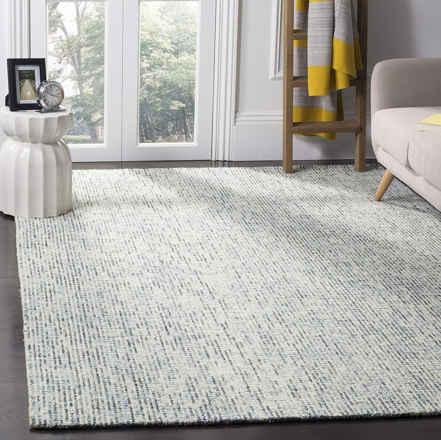 image:imageSAFAVIEH Area Rug 8x10 Abstract Collection Large Light Grey amp Ivory Handmade Wool Ideal for Living Room Bedroom Office Dining Space ABT468FBlueCharcoal
