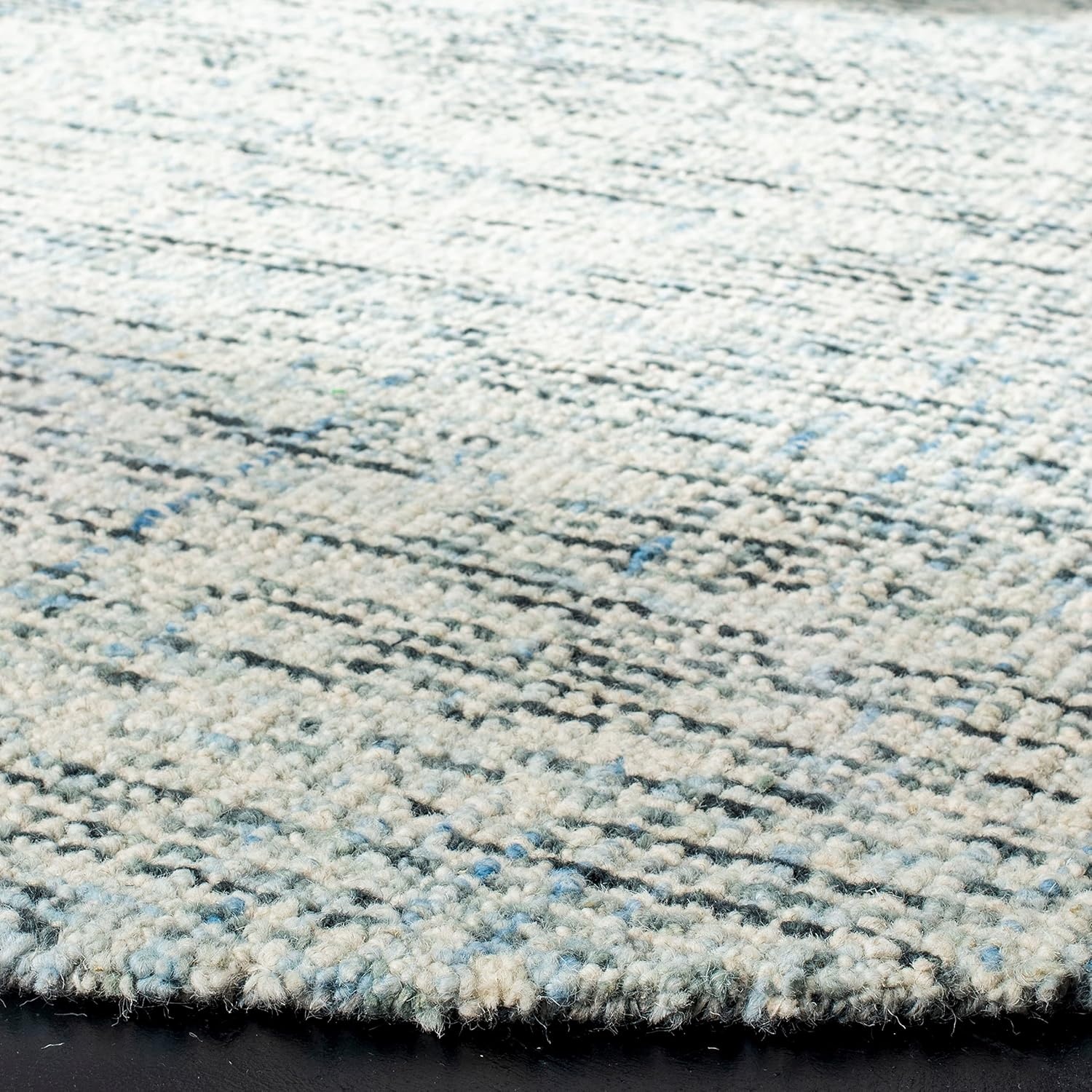 image:imageSAFAVIEH Area Rug 8x10 Abstract Collection Large Light Grey amp Ivory Handmade Wool Ideal for Living Room Bedroom Office Dining Space ABT468FBlueCharcoal