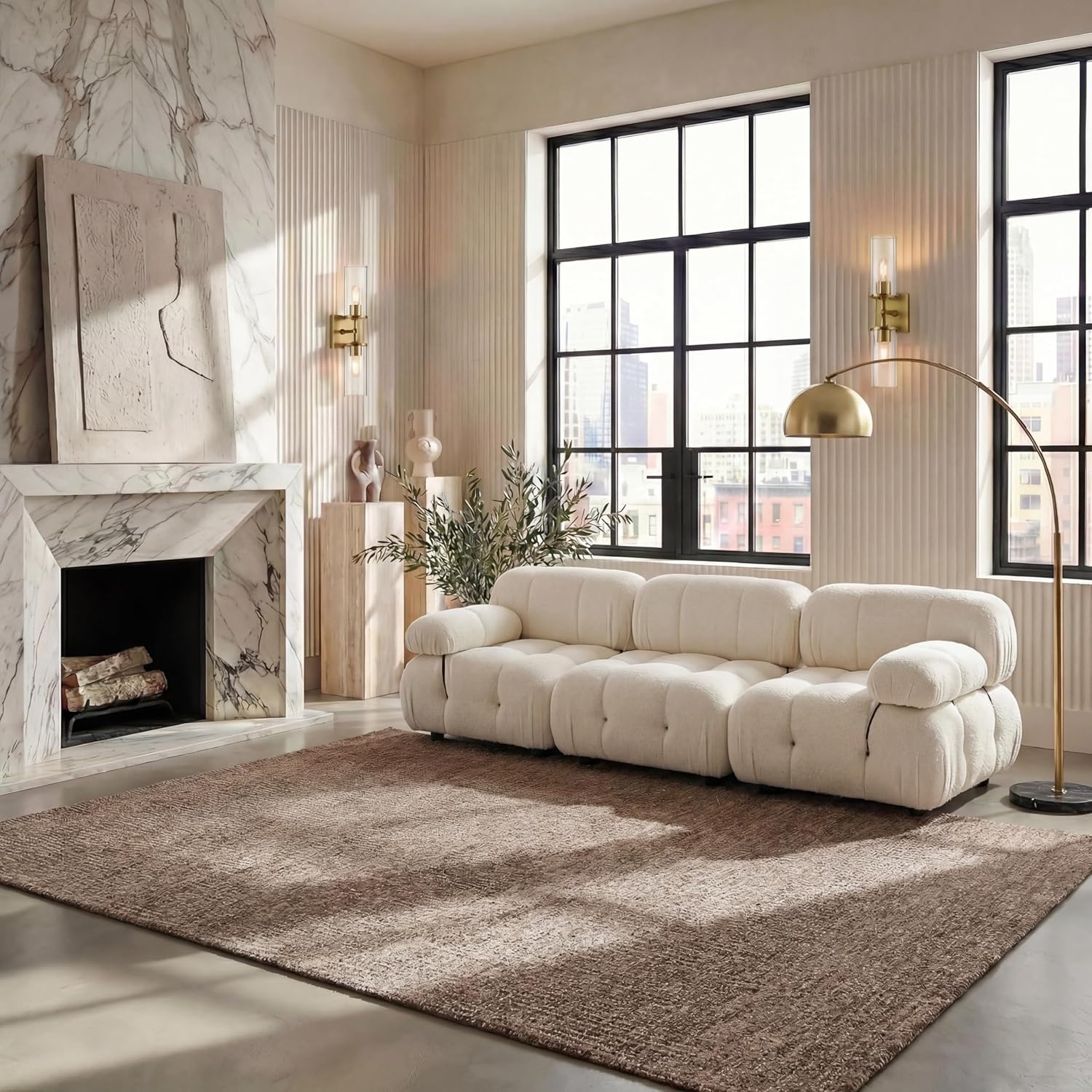 image:imageSAFAVIEH Area Rug 8x10 Abstract Collection Large Light Grey amp Ivory Handmade Wool Ideal for Living Room Bedroom Office Dining Space ABT468FBrownBeige