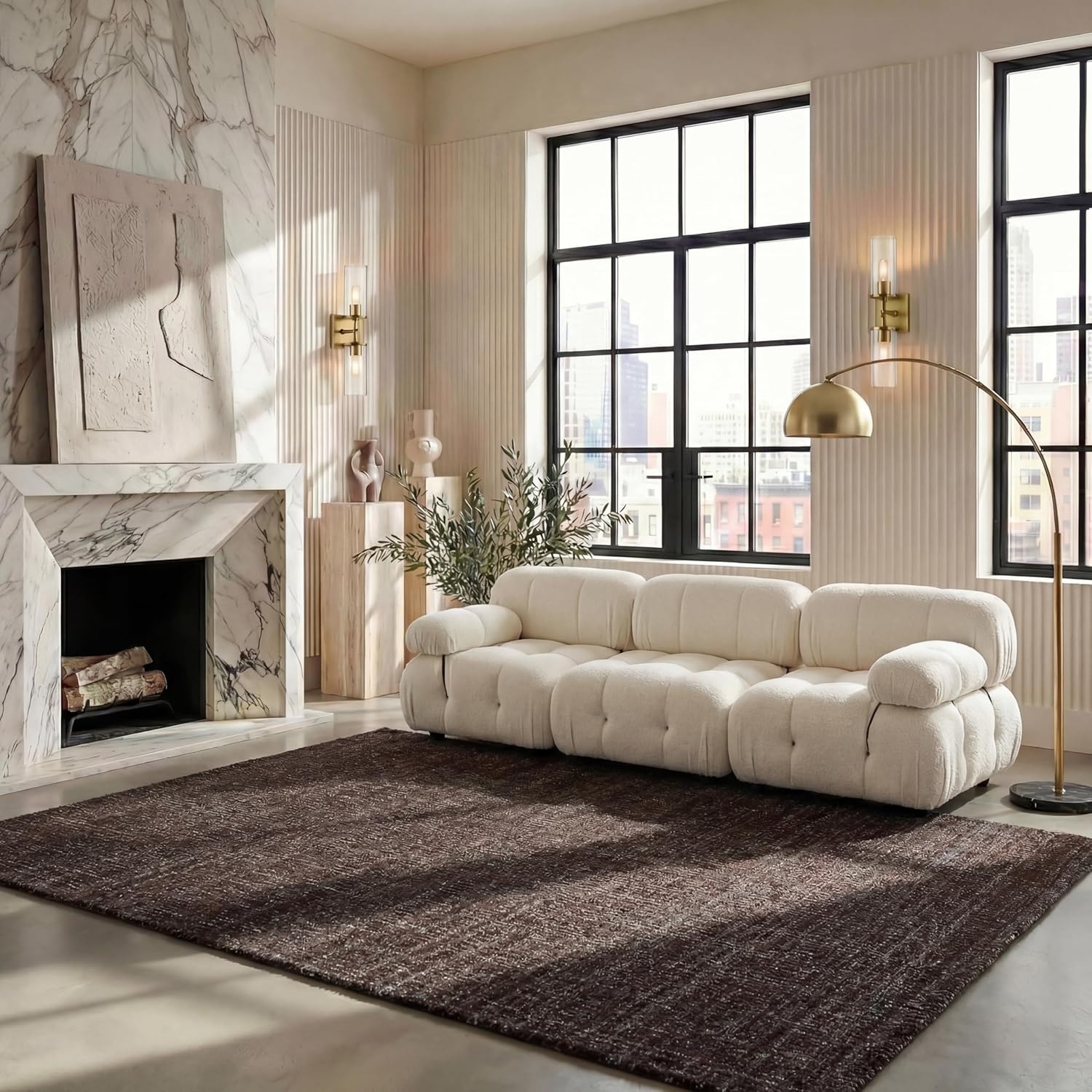 image:imageSAFAVIEH Area Rug 8x10 Abstract Collection Large Light Grey amp Ivory Handmade Wool Ideal for Living Room Bedroom Office Dining Space ABT468FDark Brown