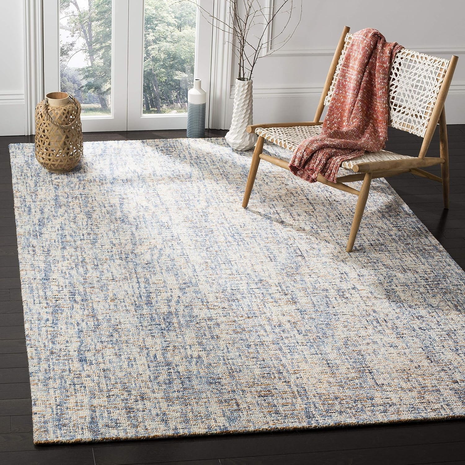 image:imageSAFAVIEH Area Rug 8x10 Abstract Collection Large Light Grey amp Ivory Handmade Wool Ideal for Living Room Bedroom Office Dining Space ABT468FDark BlueRust