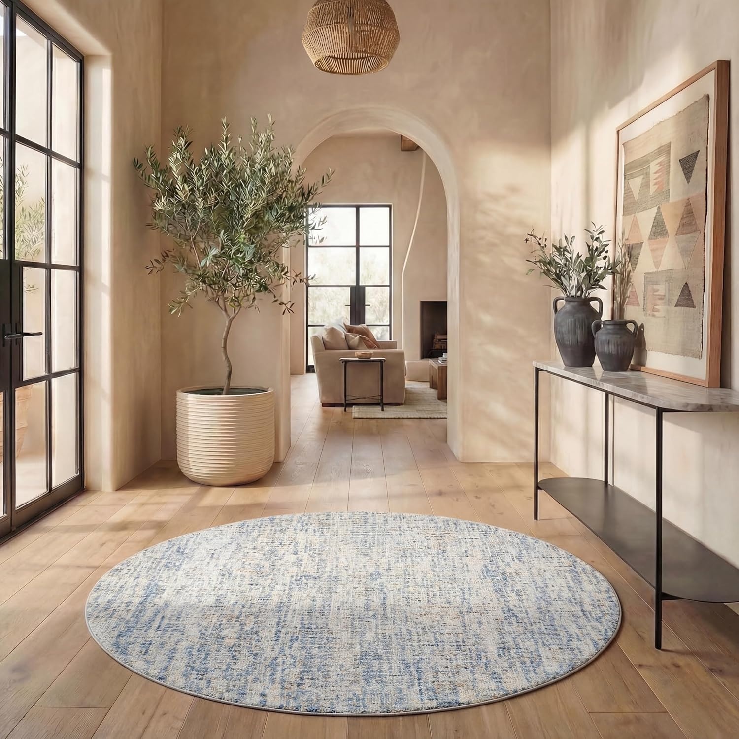 image:imageSAFAVIEH Area Rug 8x10 Abstract Collection Large Light Grey amp Ivory Handmade Wool Ideal for Living Room Bedroom Office Dining Space ABT468FDark BlueRust
