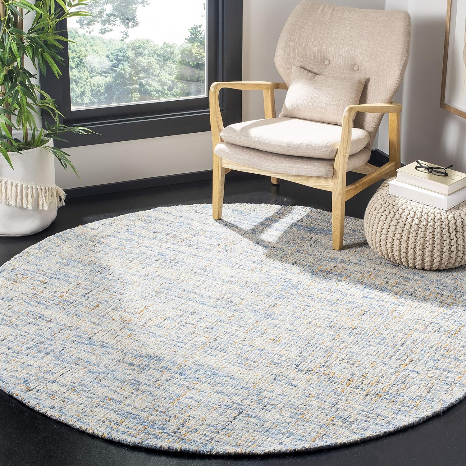 image:imageSAFAVIEH Area Rug 8x10 Abstract Collection Large Light Grey amp Ivory Handmade Wool Ideal for Living Room Bedroom Office Dining Space ABT468FDark BlueRust
