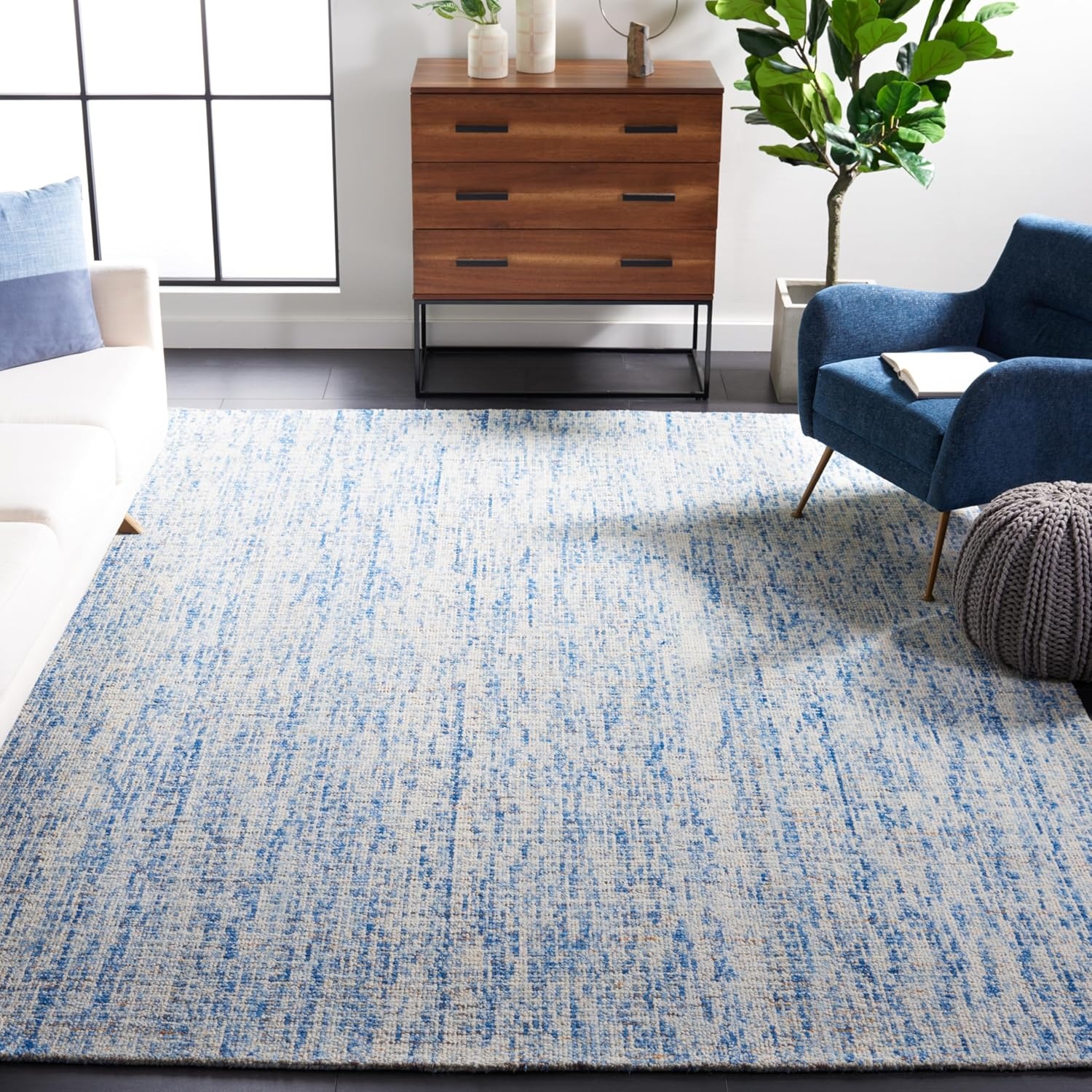 image:imageSAFAVIEH Area Rug 8x10 Abstract Collection Large Light Grey amp Ivory Handmade Wool Ideal for Living Room Bedroom Office Dining Space ABT468FDark BlueRust