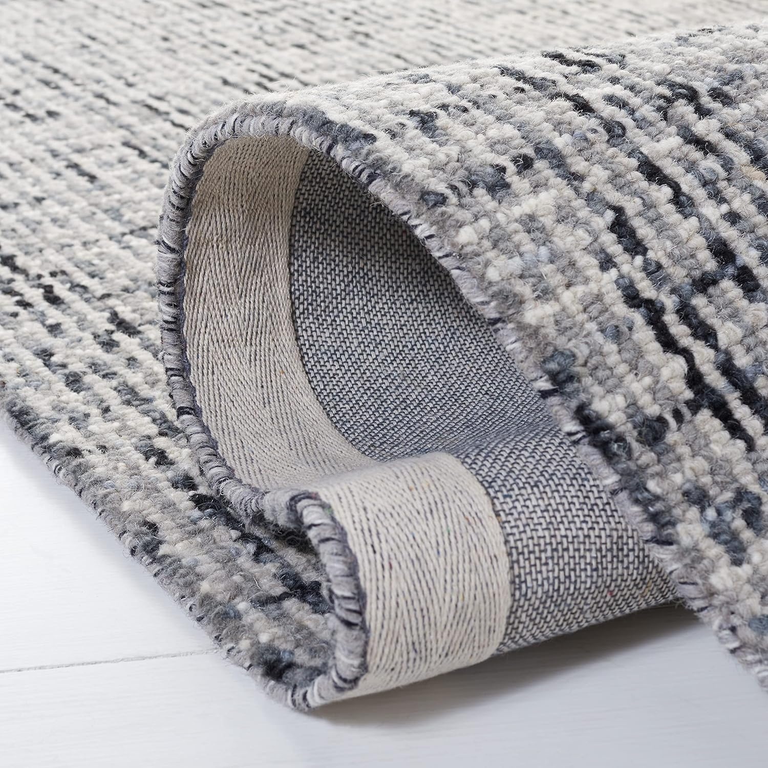 image:imageSAFAVIEH Area Rug 8x10 Abstract Collection Large Light Grey amp Ivory Handmade Wool Ideal for Living Room Bedroom Office Dining Space ABT468FDark GreyIvory