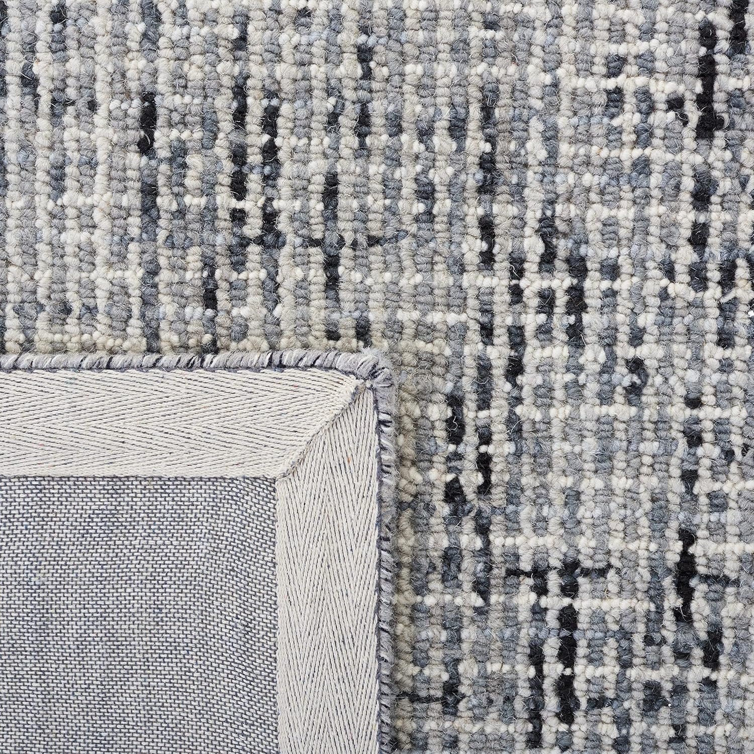 image:imageSAFAVIEH Area Rug 8x10 Abstract Collection Large Light Grey amp Ivory Handmade Wool Ideal for Living Room Bedroom Office Dining Space ABT468FDark GreyIvory