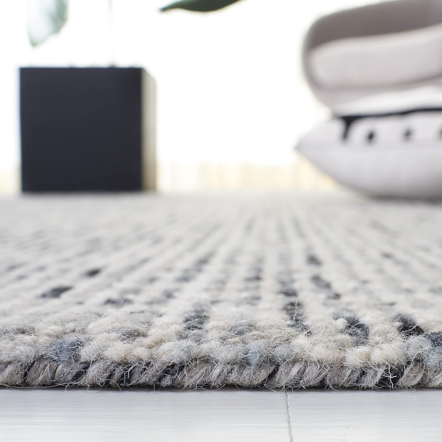 image:imageSAFAVIEH Area Rug 8x10 Abstract Collection Large Light Grey amp Ivory Handmade Wool Ideal for Living Room Bedroom Office Dining Space ABT468FDark GreyIvory